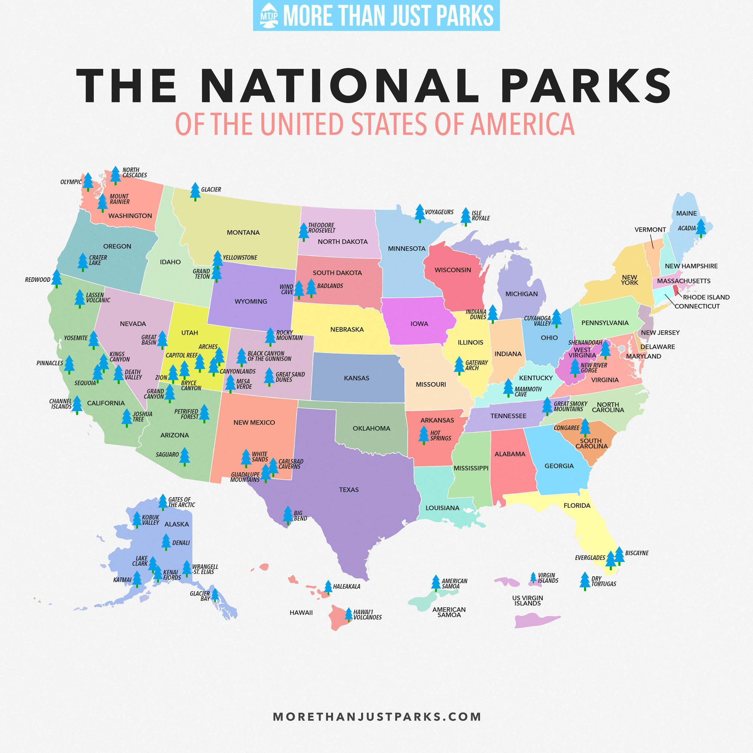 Complete National Parks List 2024 (+ Printable Map) with regard to Free Printable Map of National Parks