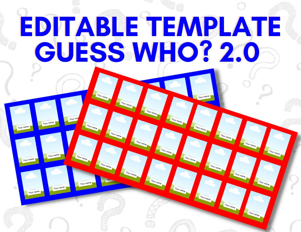 Custom Editable Guess Who 2.0 - Printable Guess Who? - Guess Who intended for Guess Who Game Board Printable