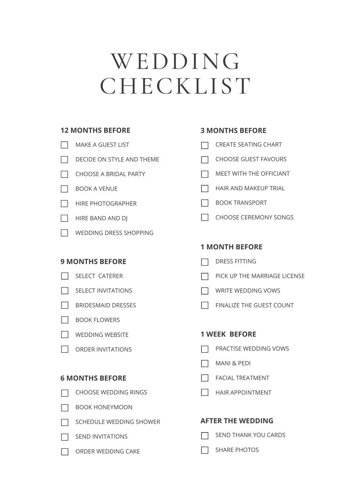 Customize 193+ Wedding Checklists Templates Online - Canva inside Wedding Checklist Printable Free Download