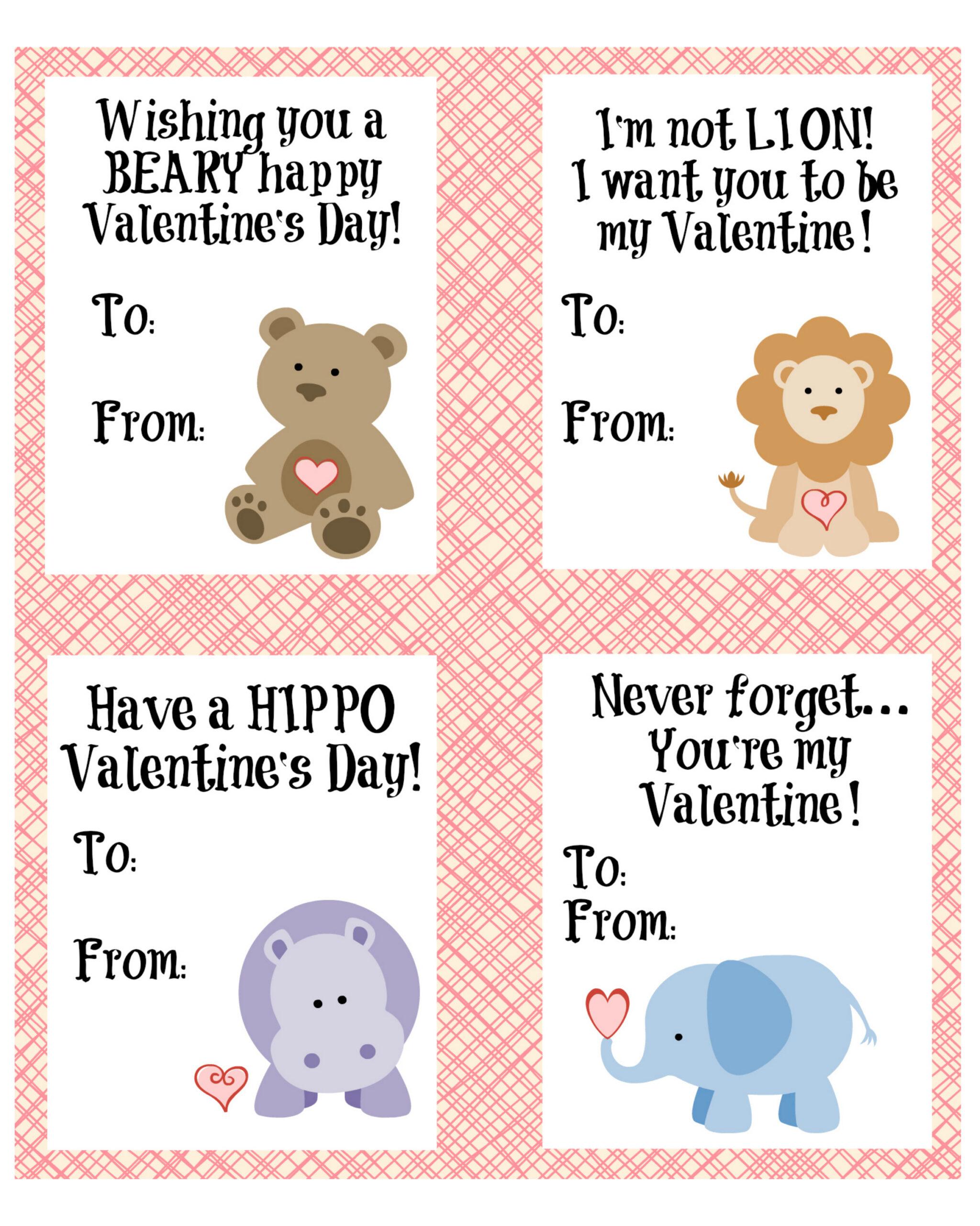 Cute Animal Valentine'S Day Cards {Free Printable} regarding Printable Valentine's Day Card