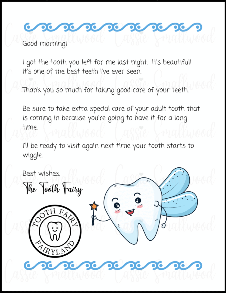 Cute Free Printable Tooth Fairy Letters &amp;amp; Notes - Cassie Smallwood in Tooth Fairy Notes Printable Free