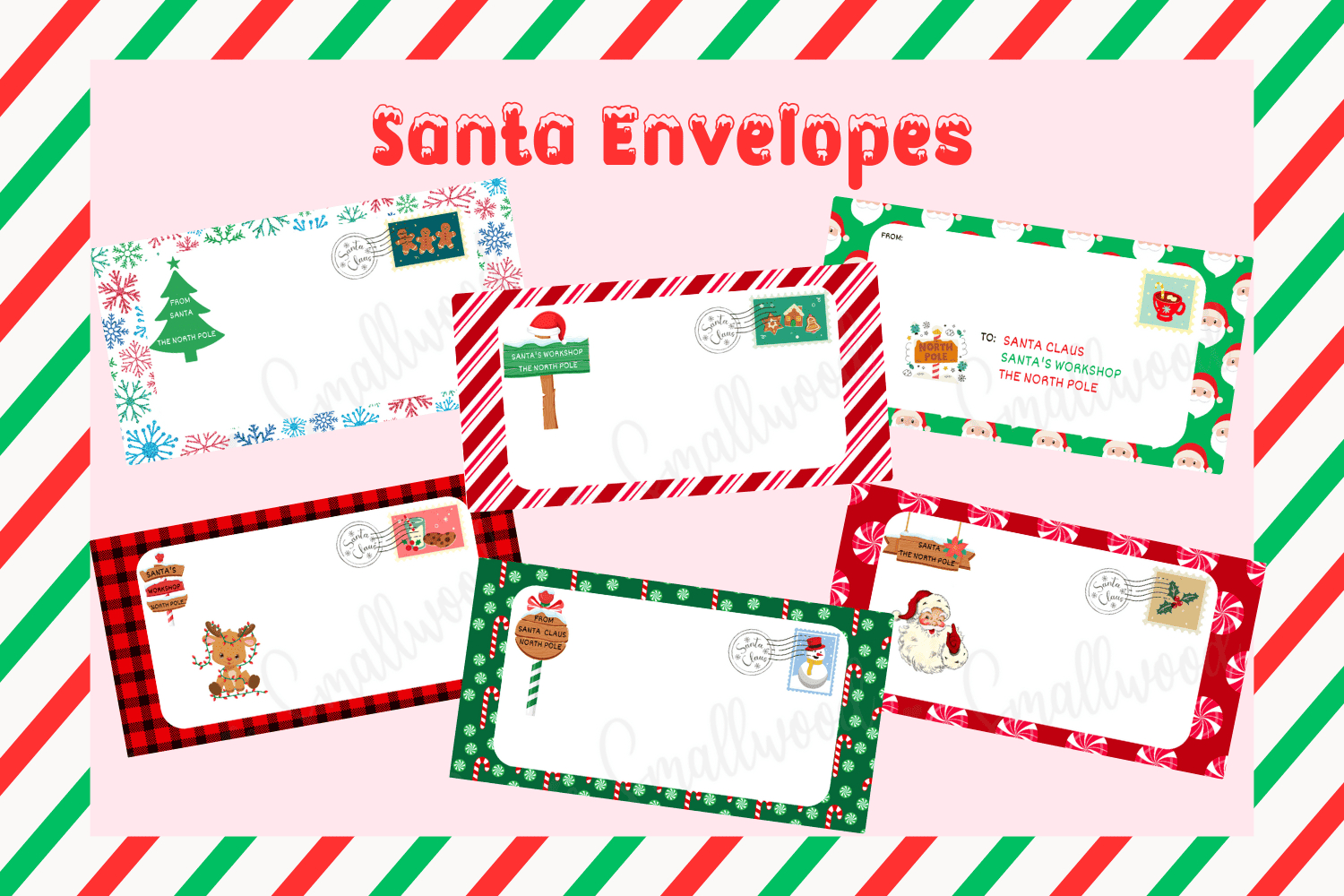 Cute Santa Envelopes (Free Printable) - Cassie Smallwood pertaining to Downloadable Free Printable Santa Envelopes North Pole