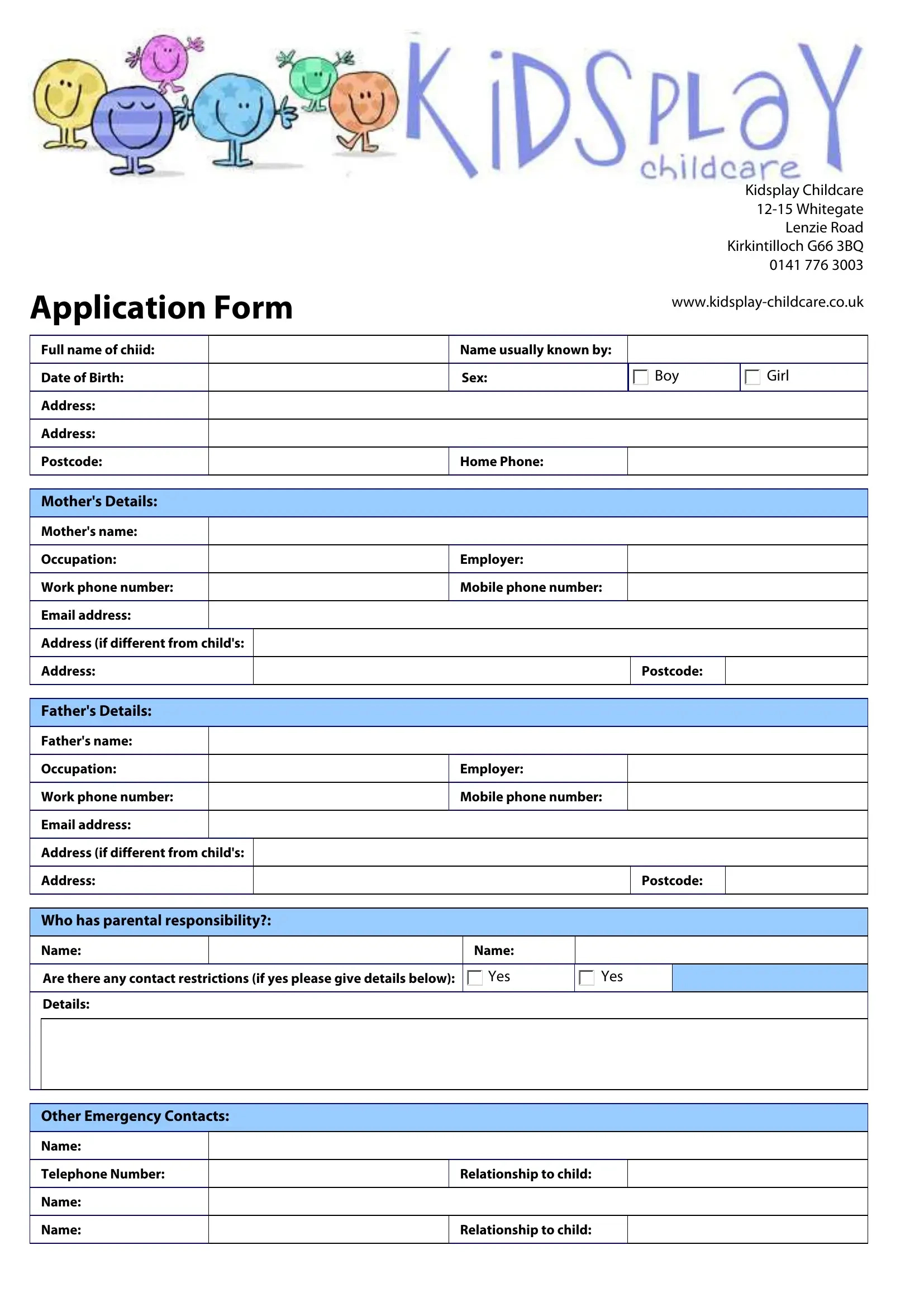 Daycare Registration Form ≡ Fill Out Printable Pdf Forms Online regarding Free Printable Daycare Enrollment Forms