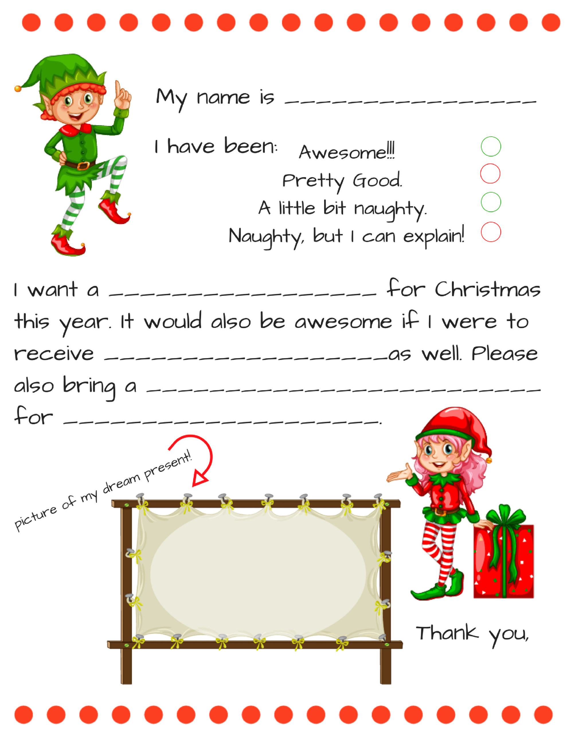 Dear Santa Fill In Letter Template - Momdot with regard to Free Printable Dear Santa Letters