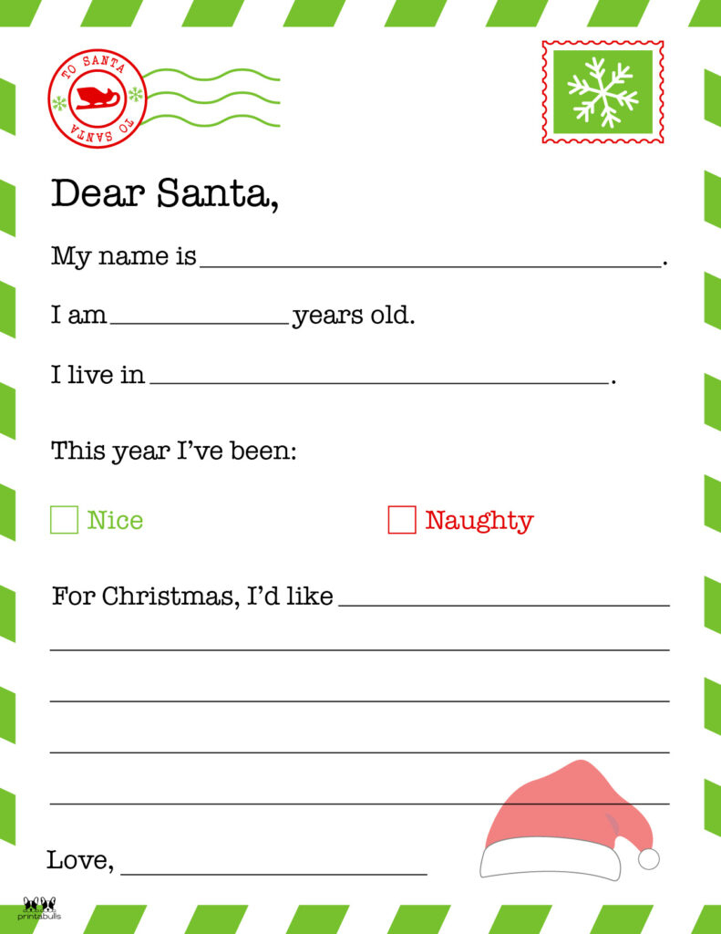 Dear Santa Letter Printables - Free | Printabulls with Free Printable Dear Santa Letters