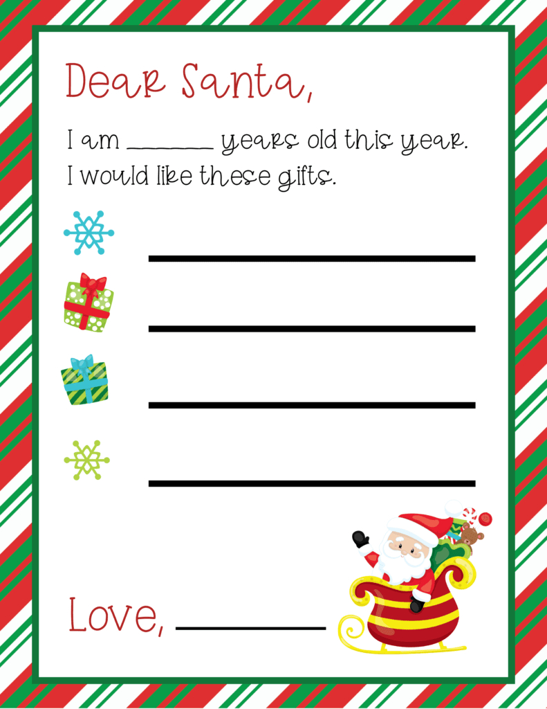 Dear Santa Wish List Printable: Free Downloadable Template For for Free Printable Santa Christmas List