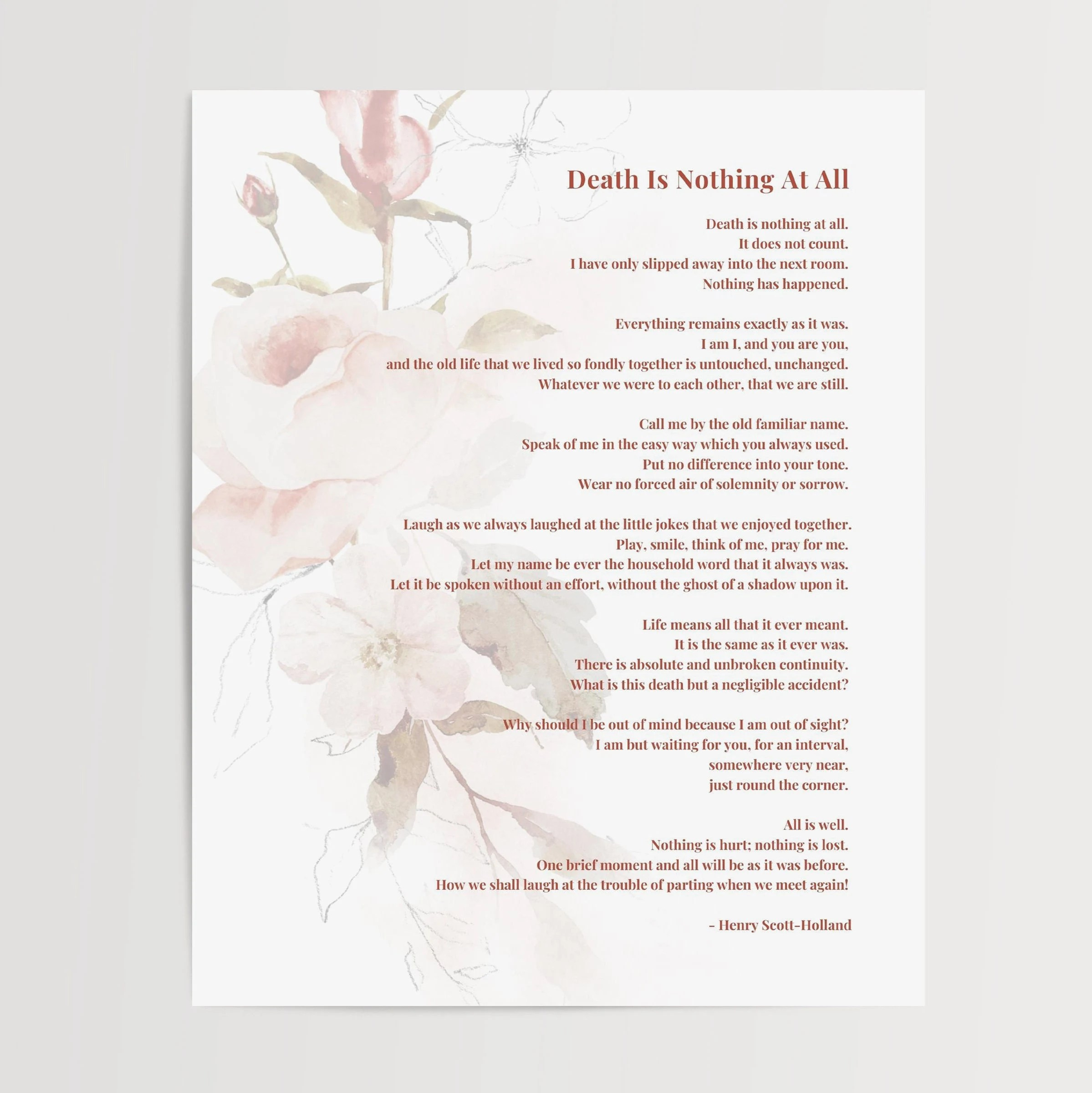 Death Is Nothing At All Poem Printable - Printable Alphabet Charts inside Death Is Nothing At All Poem Printable