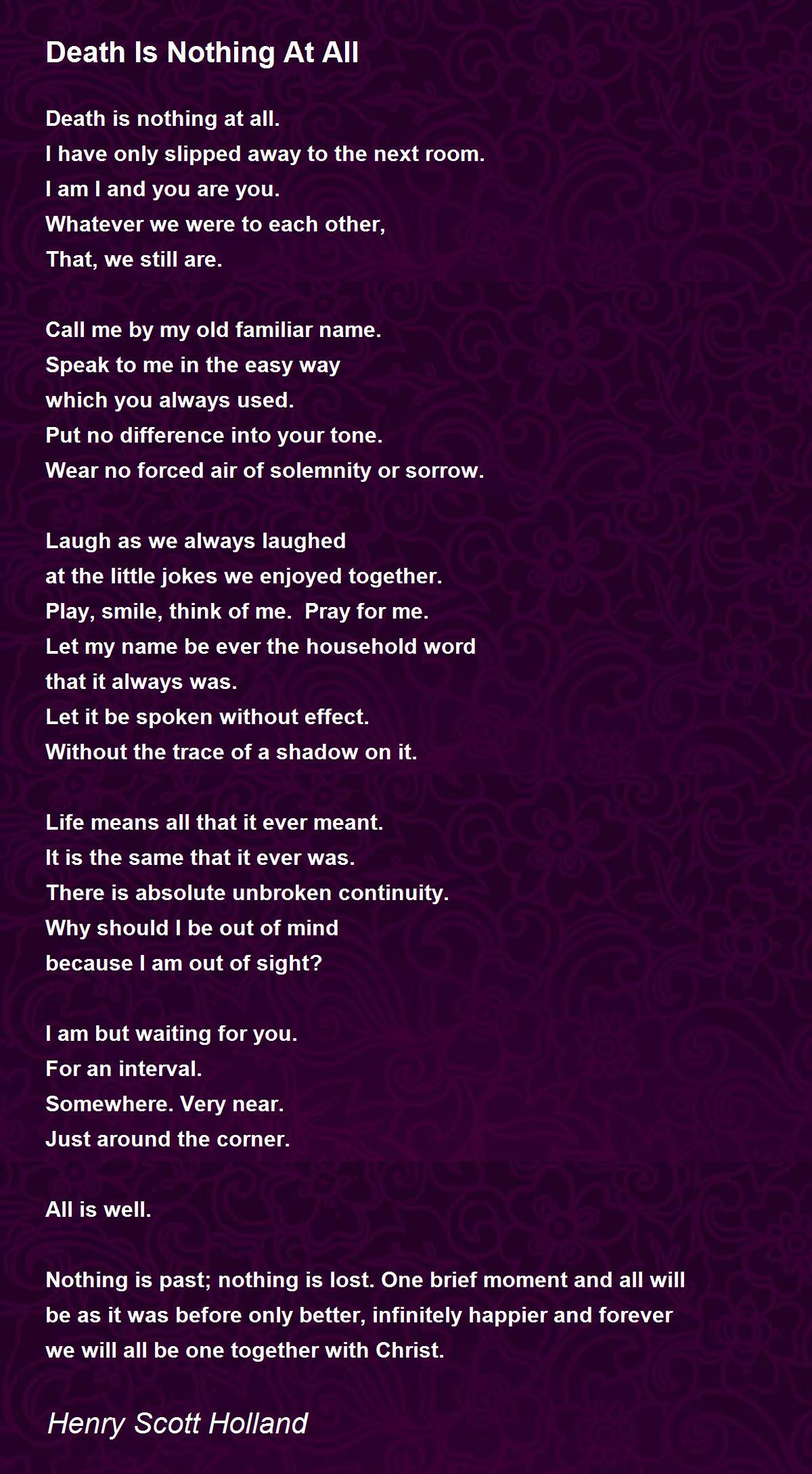 Death Is Nothing At All Poem Printable - Printable Party Favors throughout Death Is Nothing At All Poem Printable