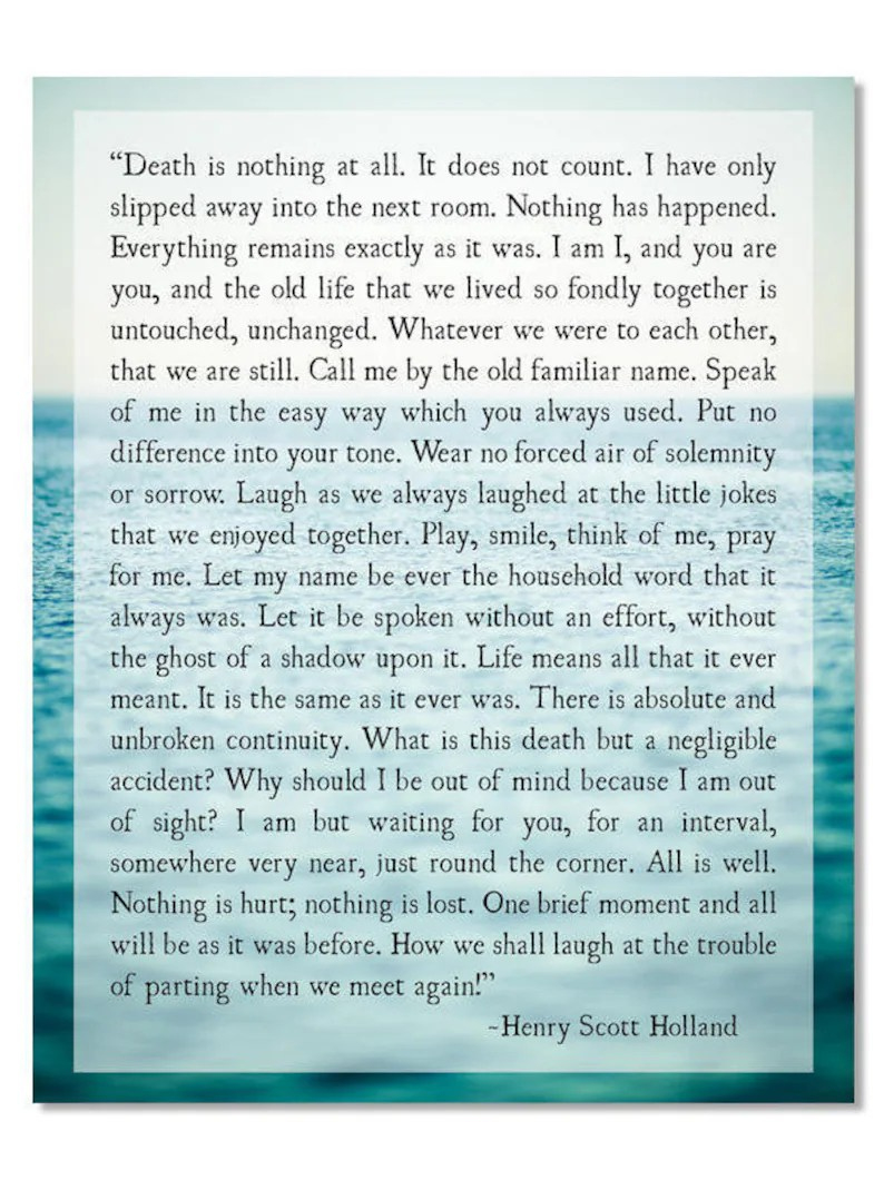 Death Is Nothing At All Poem Printable - Printable Party Favors within Death Is Nothing At All Poem Printable