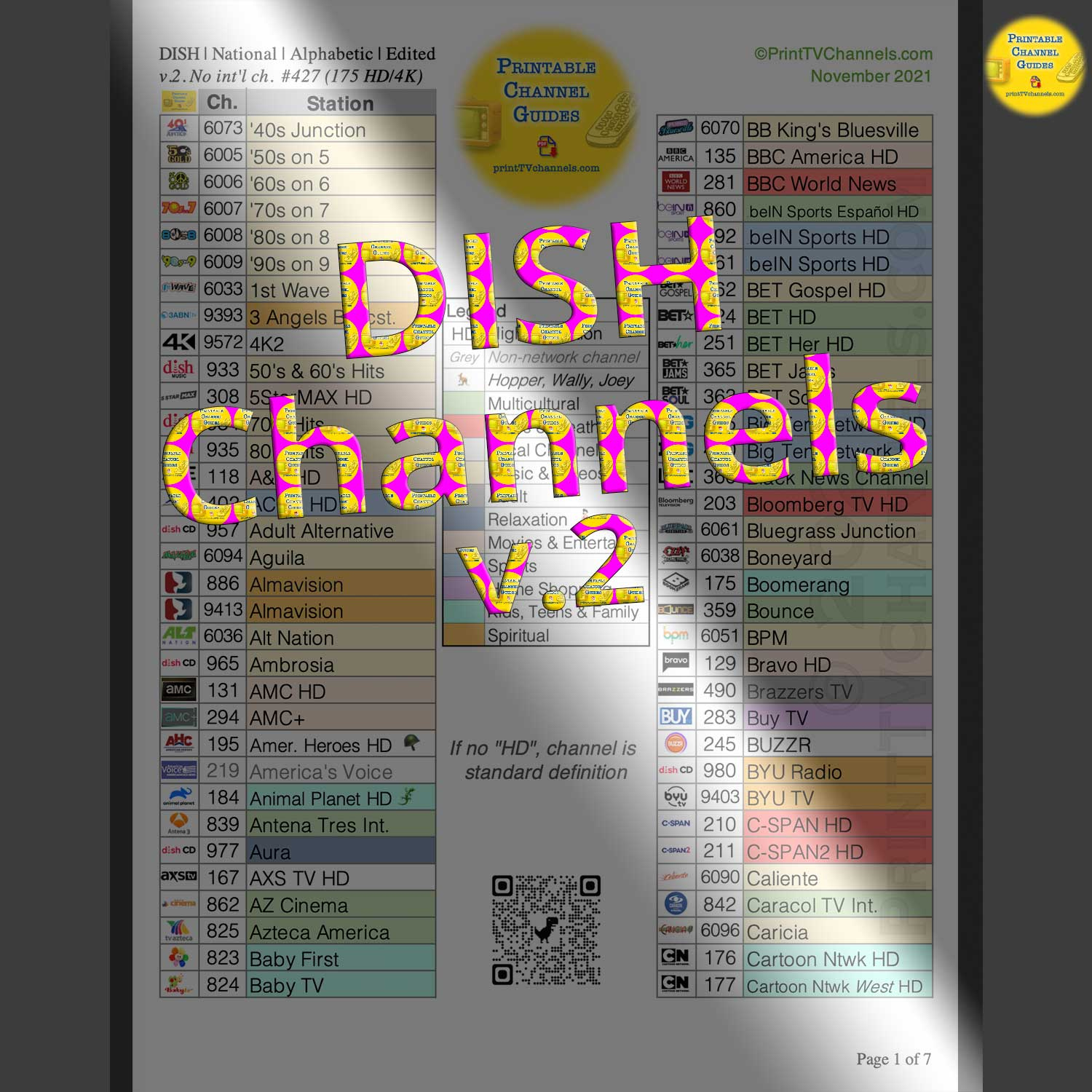 Dish Channel Guide 2021 | Edited Version | Alphabetic Printable Pdf inside Dish Flex Pack Channel List Printable