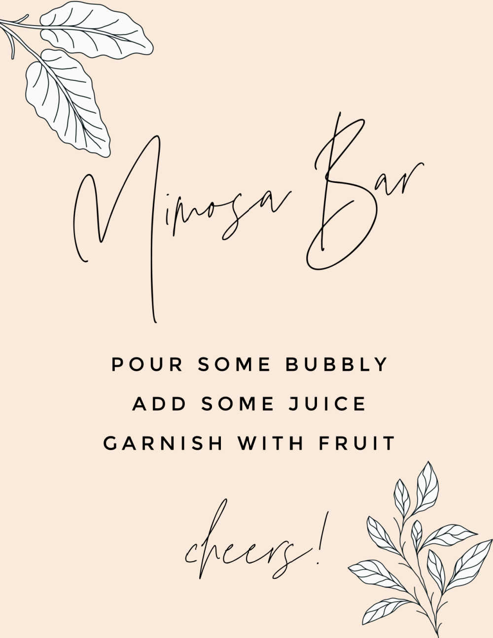 Diy Mimosa Bar Cart With Free Printable Mimosa Bar Sign | with Free Printable Mimosa Bar Sign