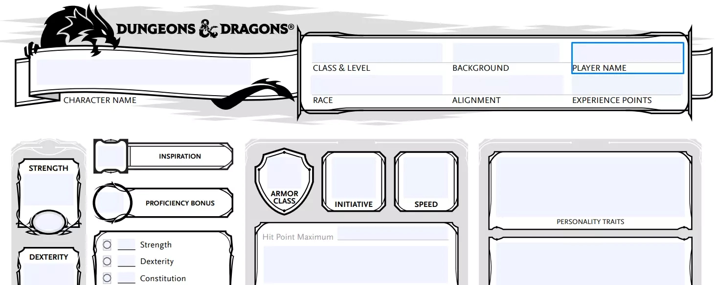 Dnd Character Sheet ≡ Fill Out Printable Pdf Forms Online inside Blank Dnd 5e Character Sheet Printable