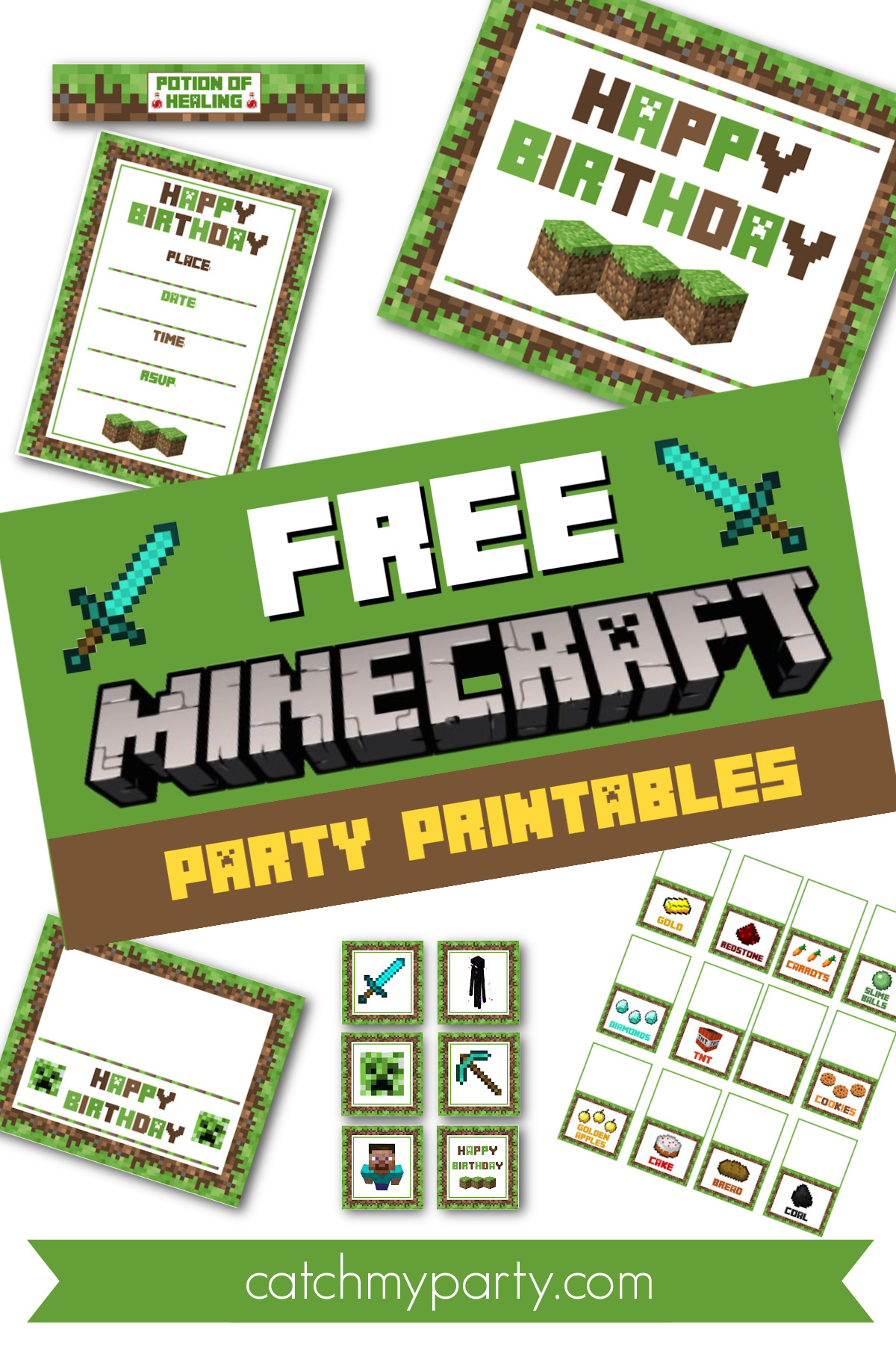 Download These Awesome Free Minecraft Party Printables! | Catch My inside Free Minecraft Printables For Parties