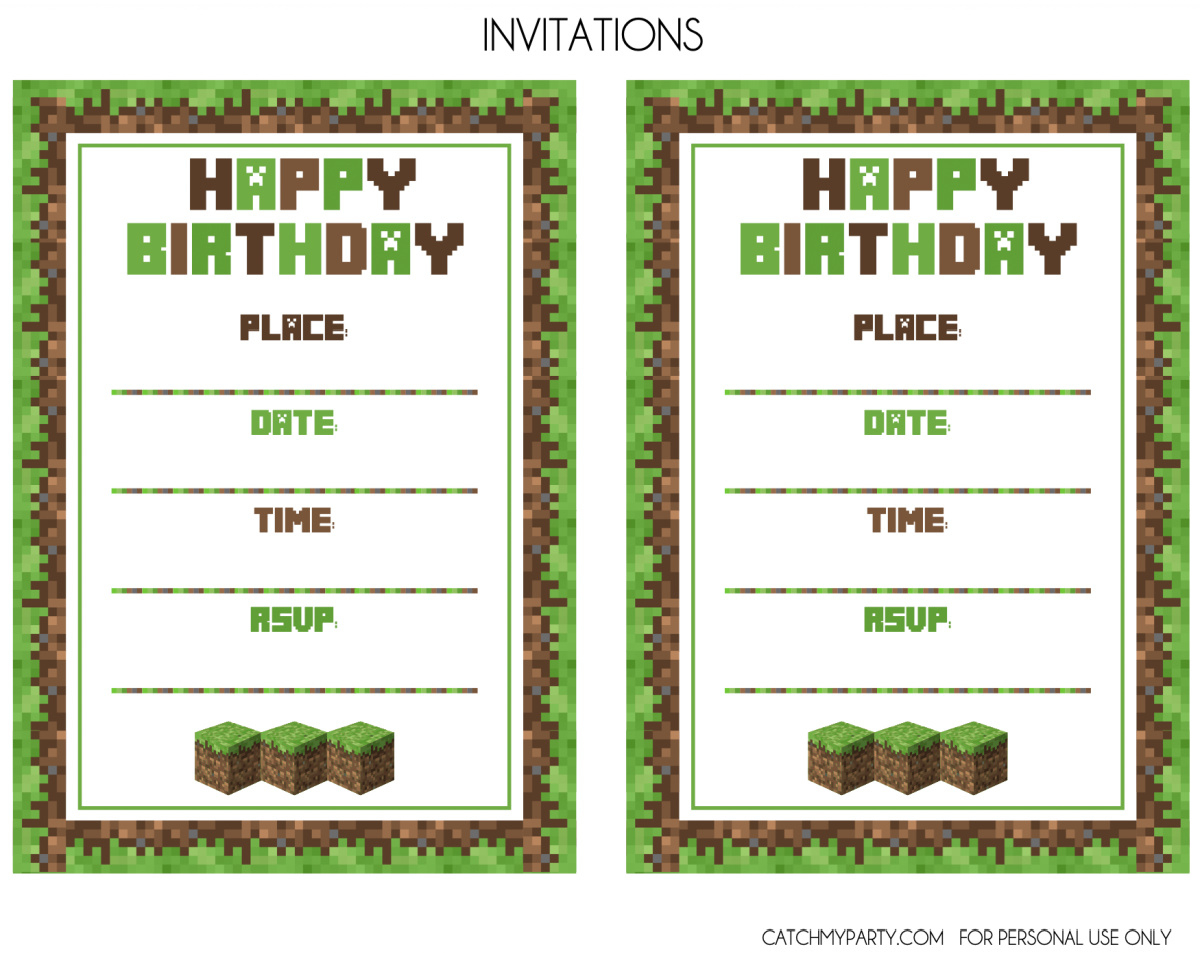 Download These Awesome Free Minecraft Party Printables! | Catch My intended for Free Printable Minecraft Birthday Card