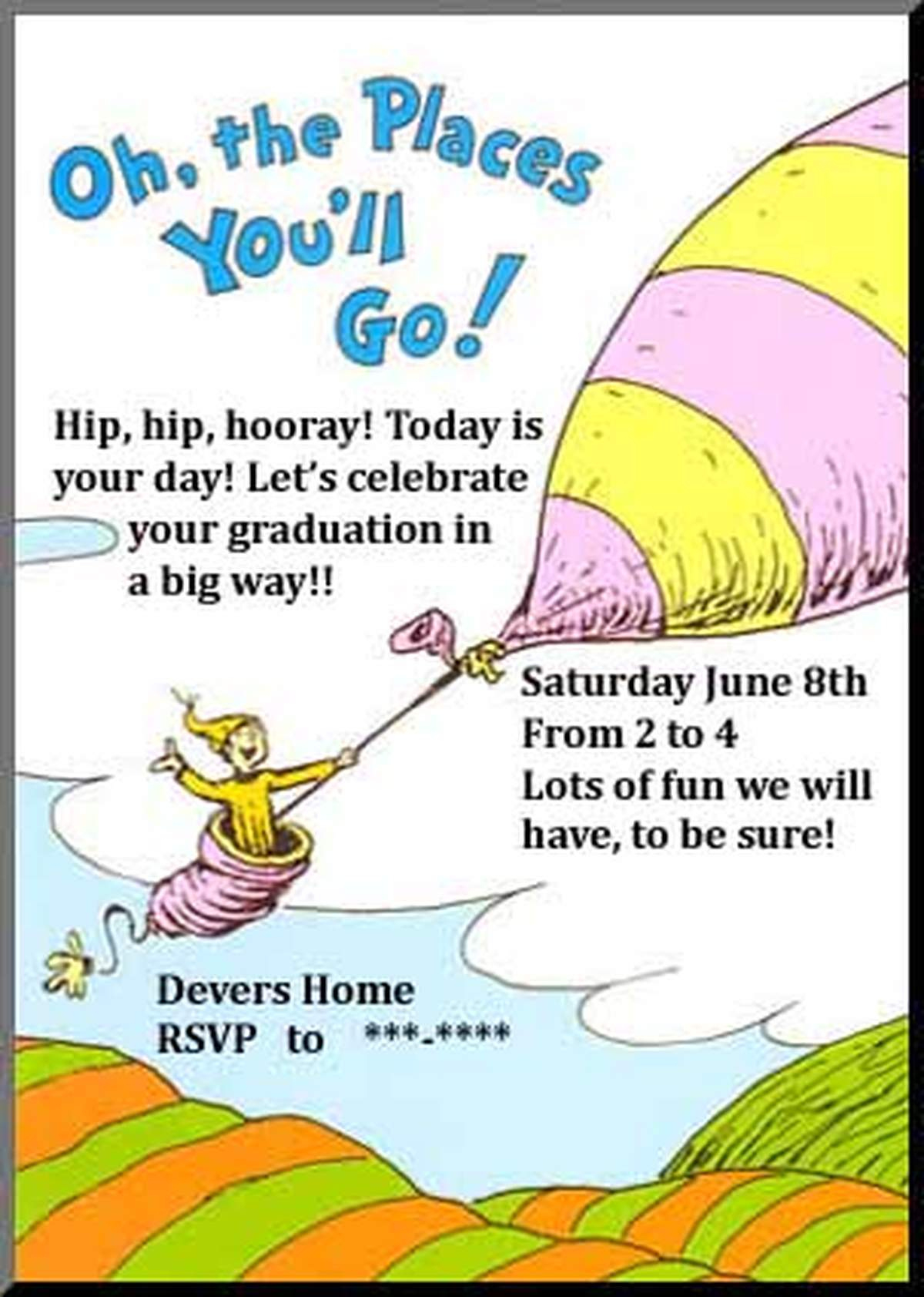Dr. Seuss Oh The Places You'Ll Go / Graduation/End Of School "Oh with Graduation Printable Oh the Places You Ll Go Quotes