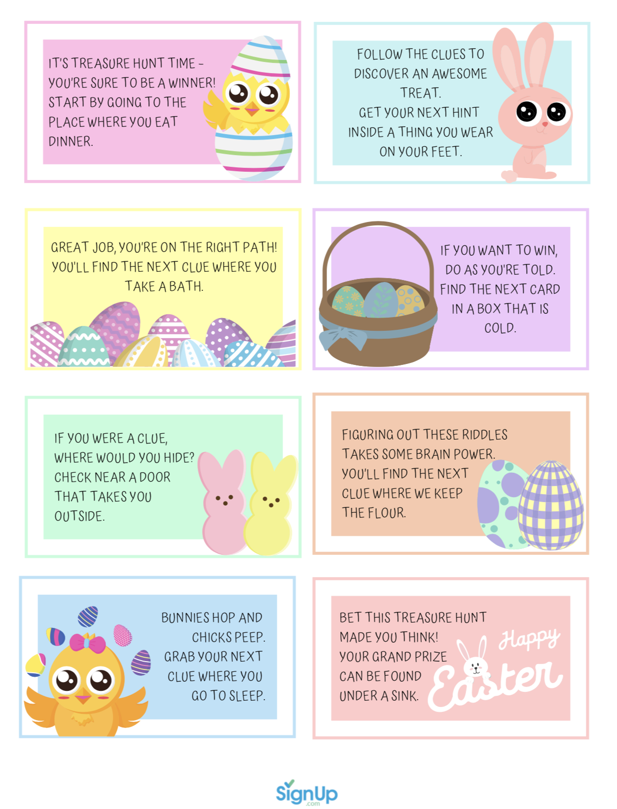 Easter Scavenger Hunt At Home | Signup for Easter Egg Hunt Clues Printable