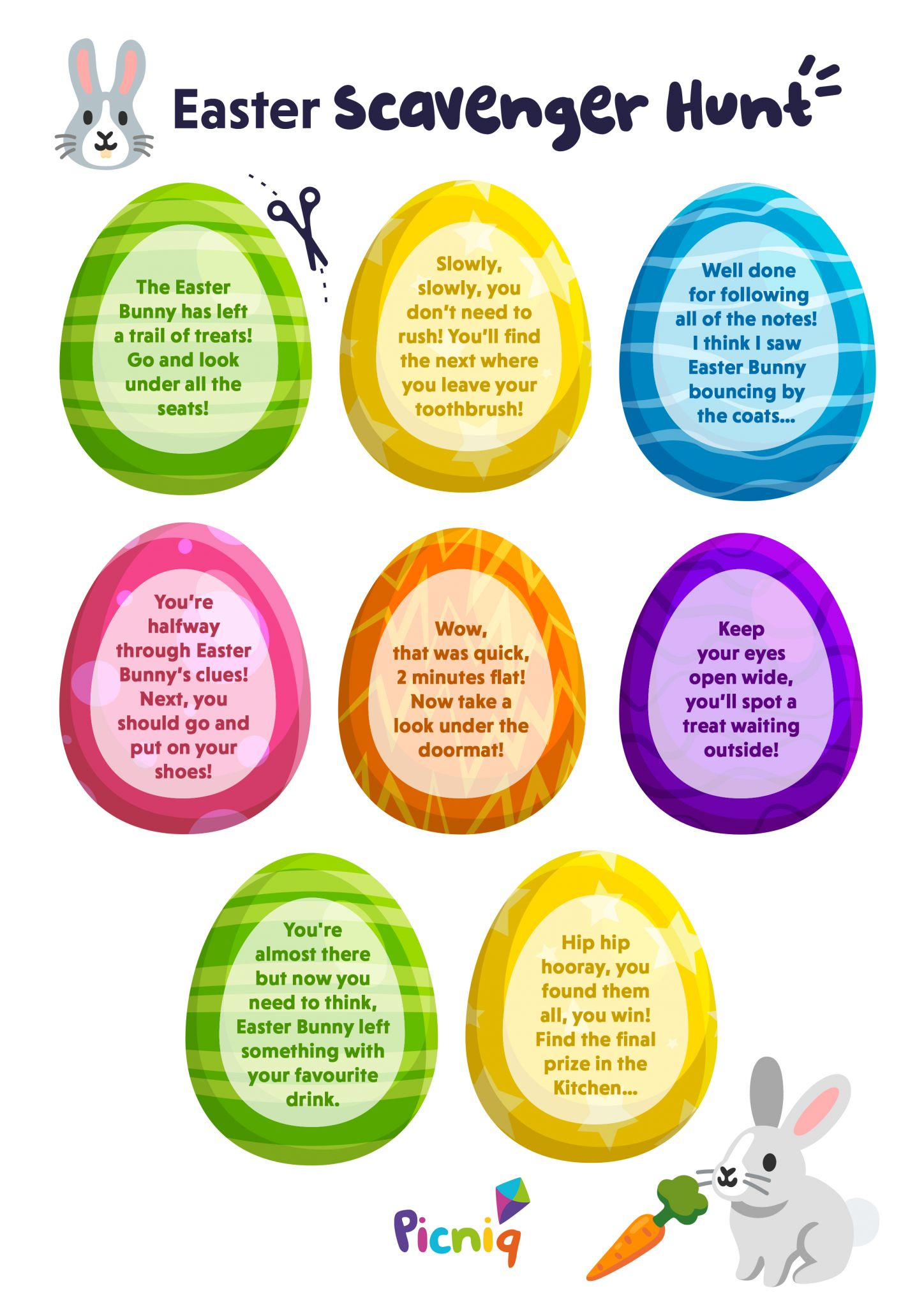 Easter Scavenger Hunt Print Out - Picniq Blog for Easter Egg Hunt Clues Printable
