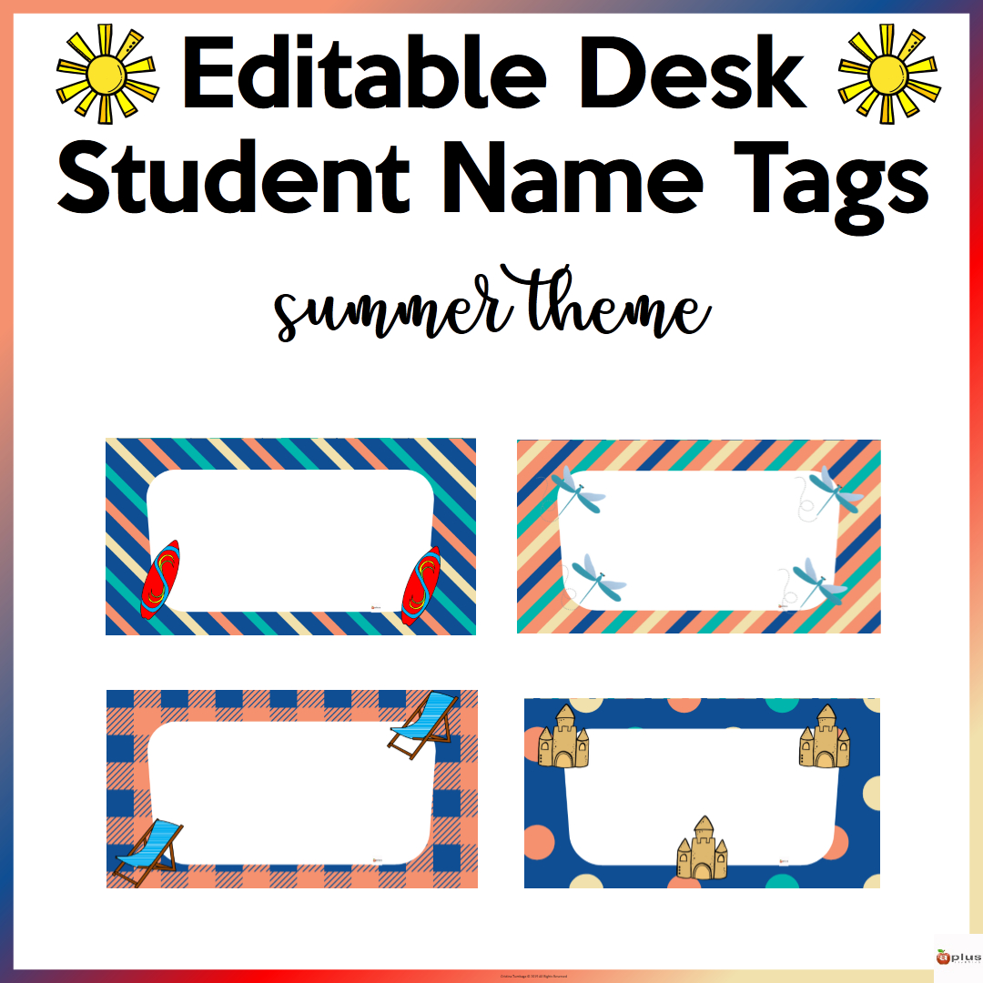 Editable Desk Name Tags Summer Theme | Madeteachers pertaining to Free Printable Summer Name Tags