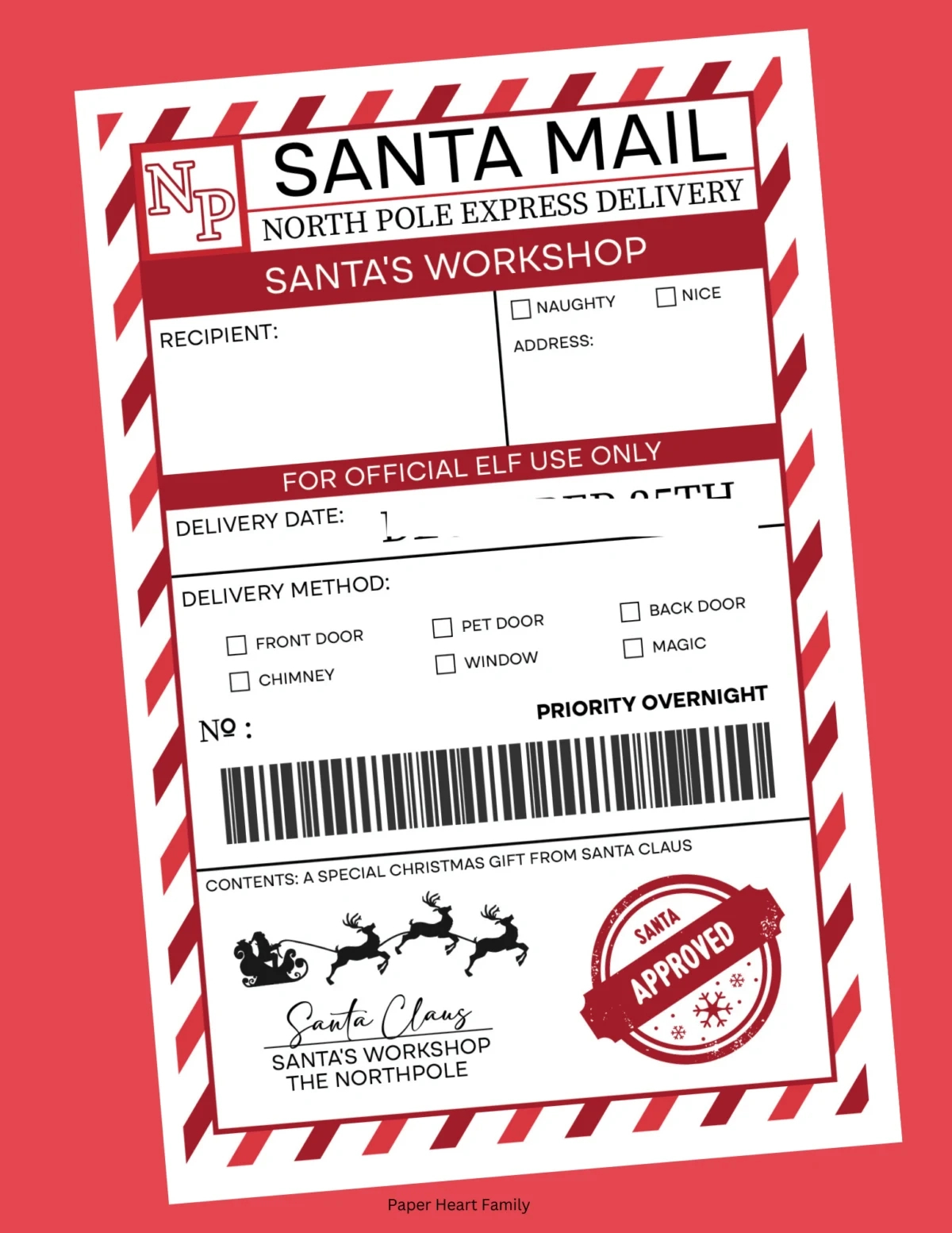 Elf On The Shelf Arrival Printable Shipping Label throughout Elf On The Shelf Special Delivery Printable
