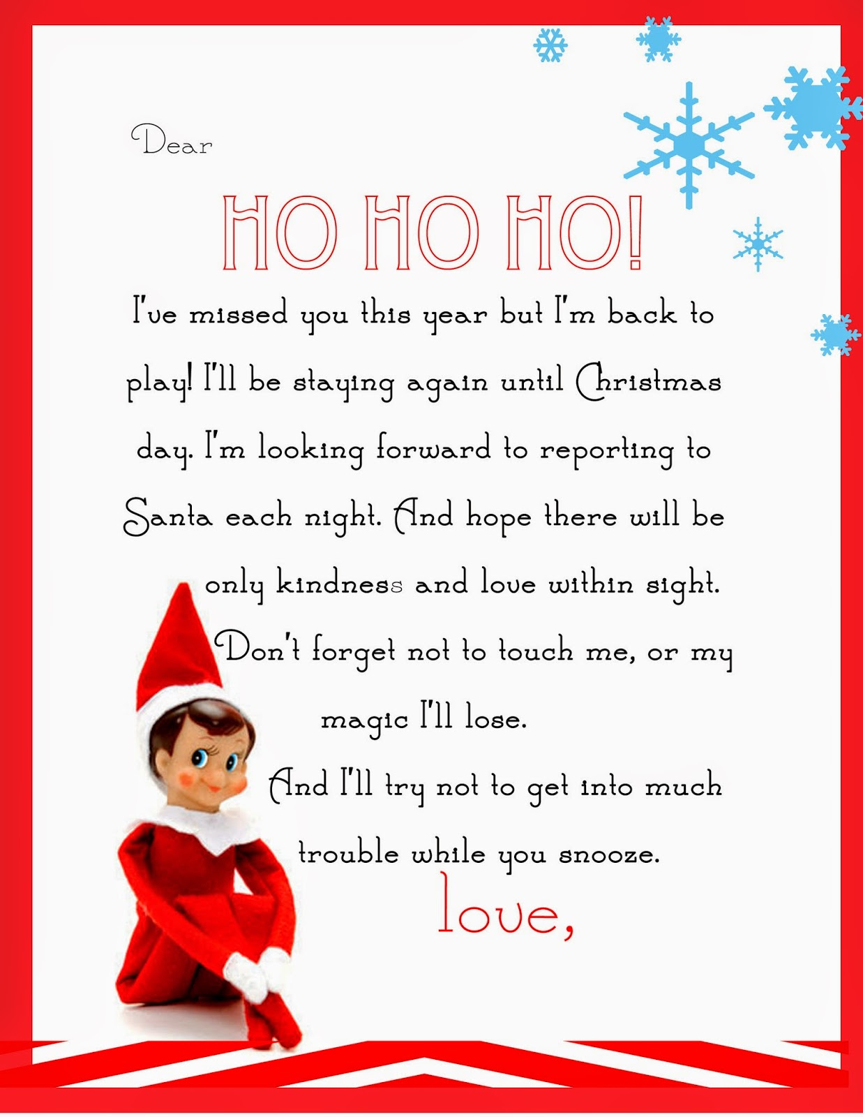 Elf On The Shelf Letter {Free Printable} within Elf On The Shelf First Arrival Letter Free Printable