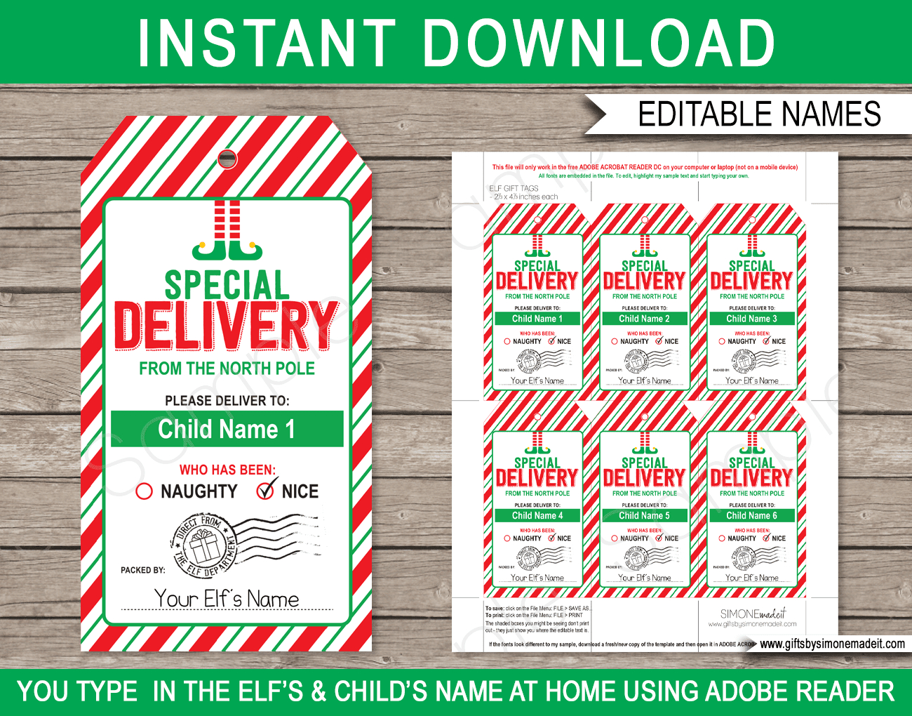 Elf On The Shelf Special Delivery Gift Tags inside Elf on the Shelf Special Delivery Printable