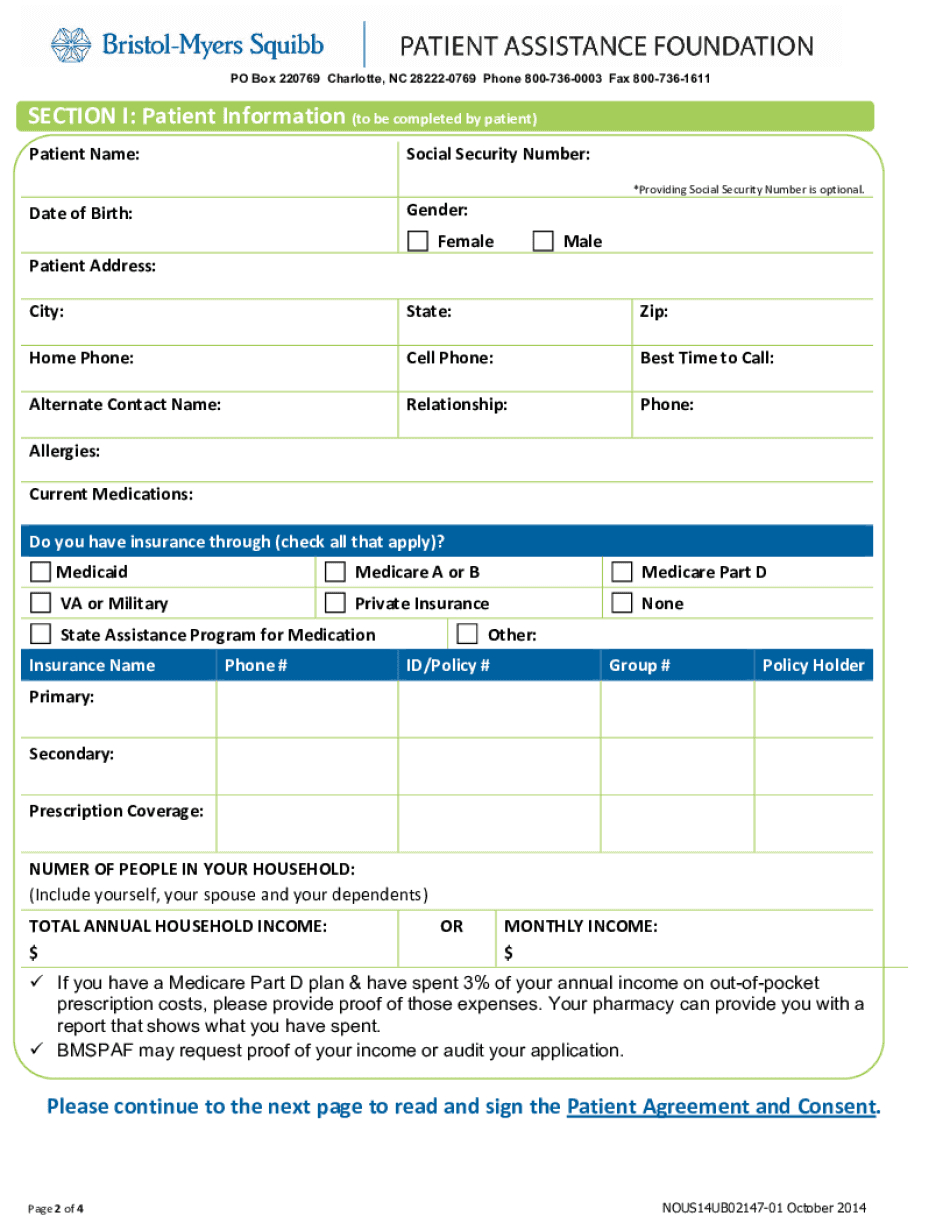 Eliquis Patient Assistance Form - Printable Blank Pdf Online inside Eliquis Patient Assistance Form Printable