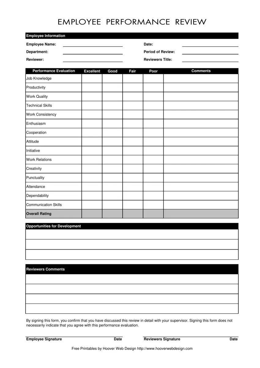 Employee Evaluation Form ≡ Fill Out Printable Pdf regarding Employee Review Template Free Printable