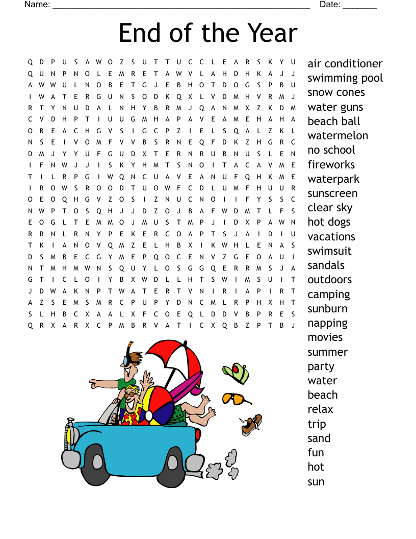 End Of The Year Word Search - Wordmint for End of School Year Word Search Free Printable