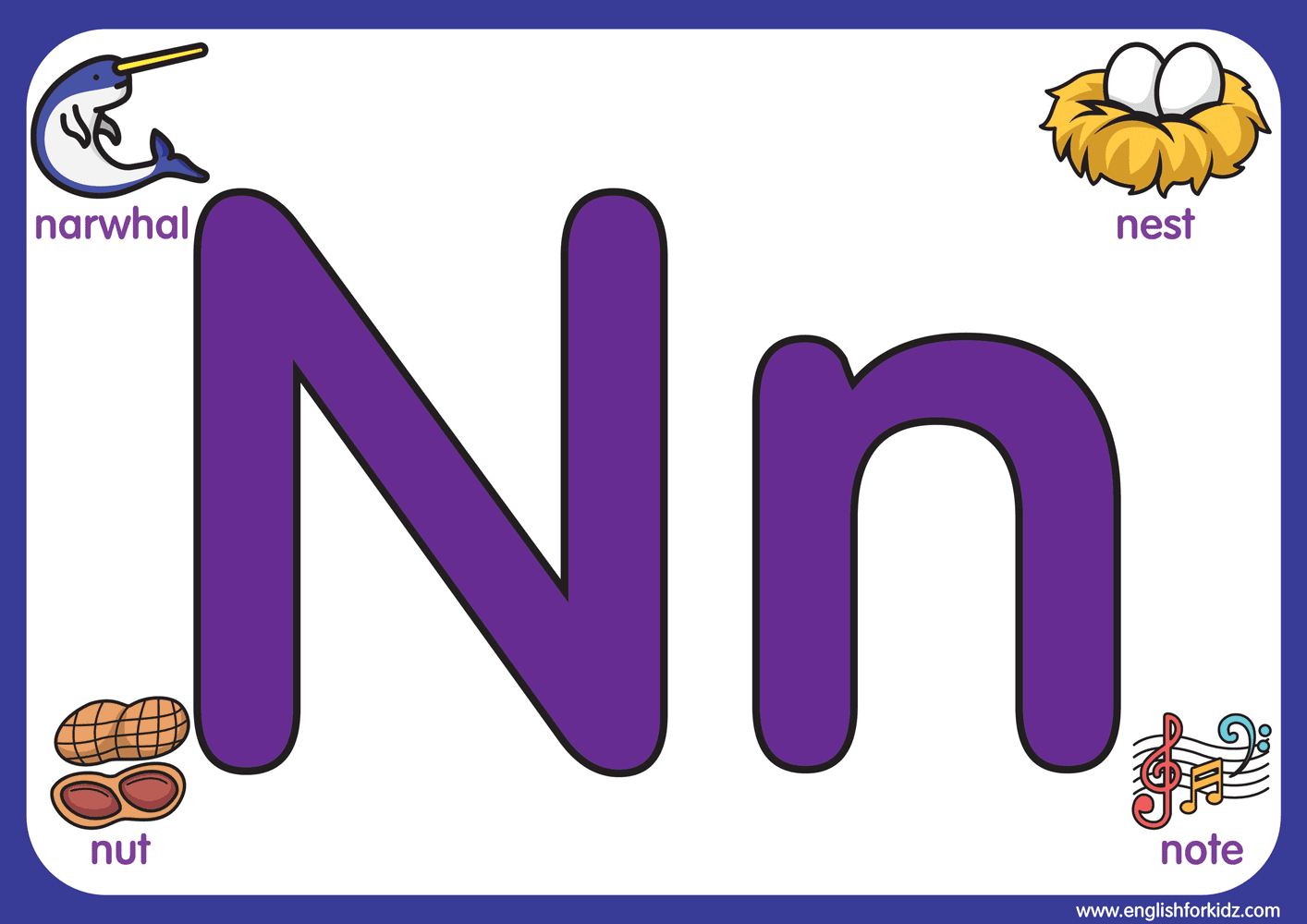 English For Kids Stepstep: Letter N Worksheets, Flash Cards within Big Printable Alphabet Letters N