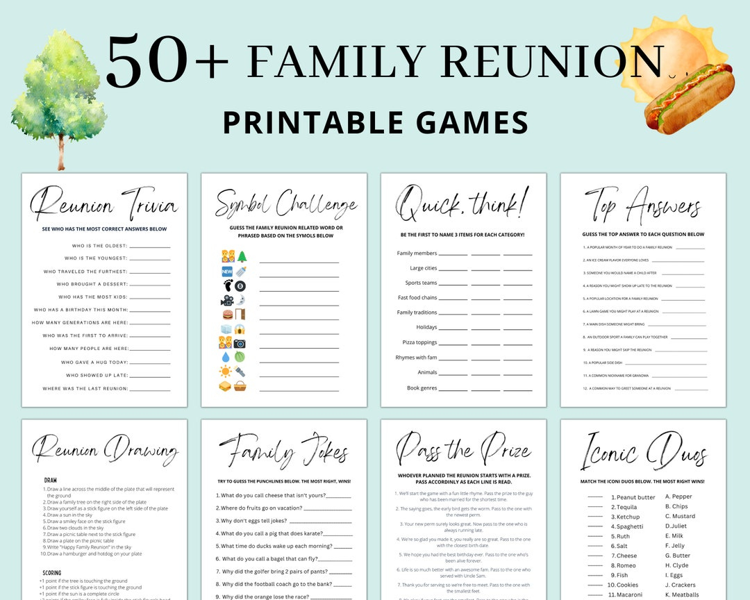 Family Reunion Game Bundle | Family Reunion Games | Family Reunion pertaining to Free Printable Family Reunion Games