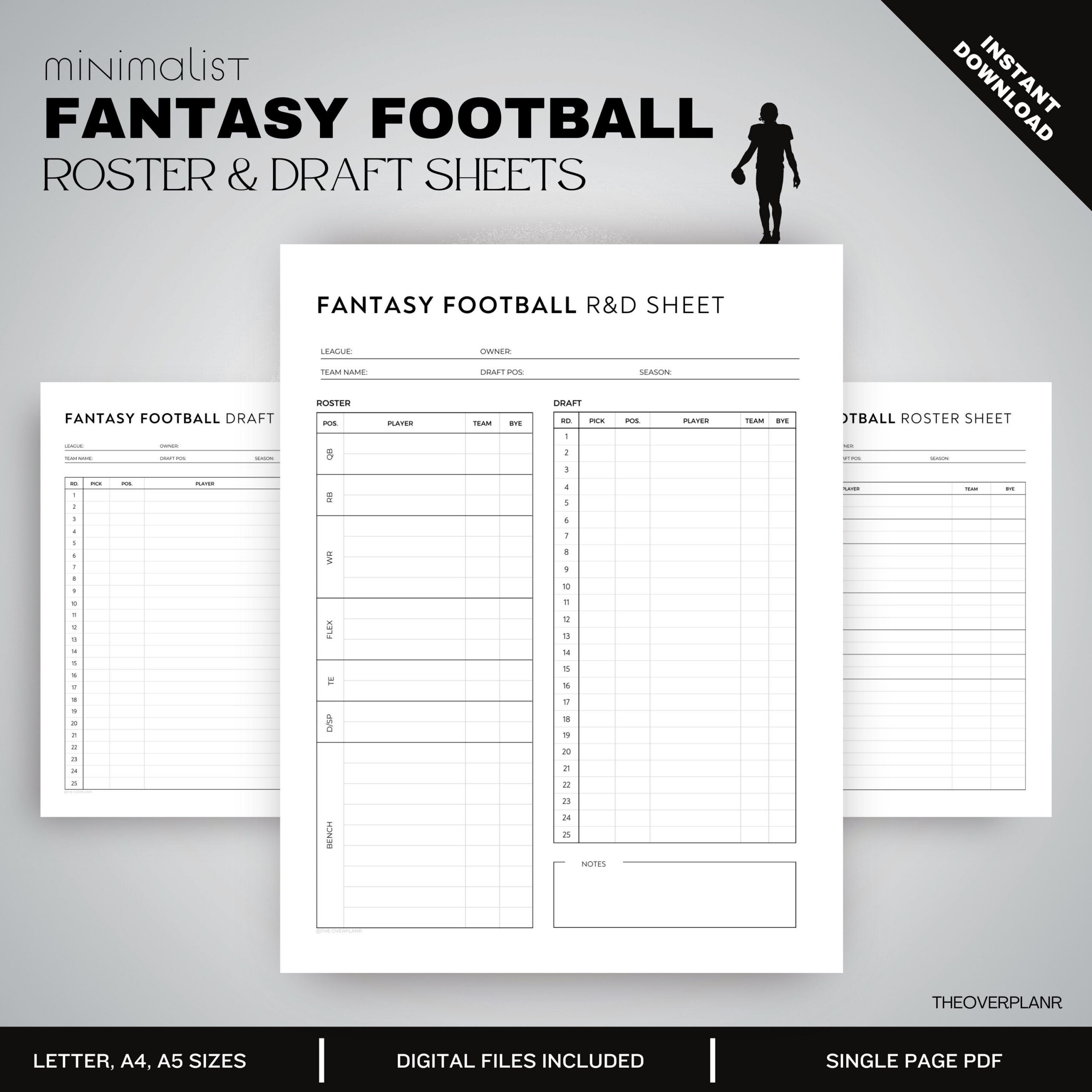 Fantasy Football Draft Kit: Druckbare Spielerübersicht inside Fantasy Football Draft Sheet Printable