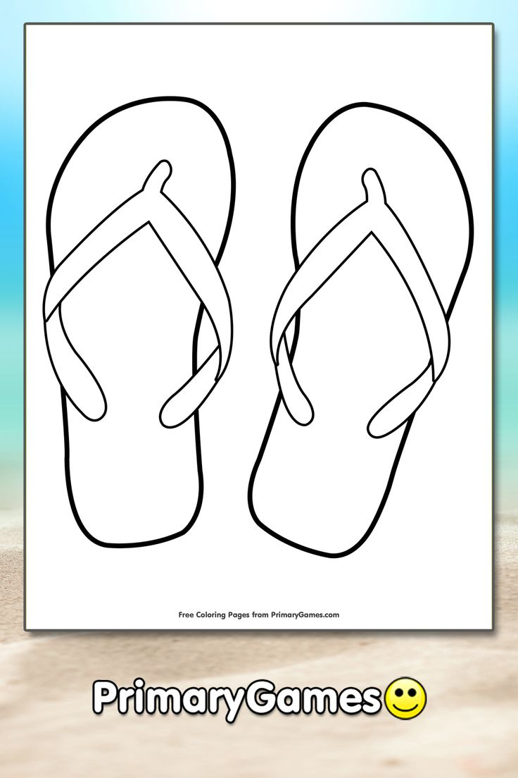 Flip Flops Coloring Page • Free Printable Ebook throughout Free Printable Flip Flop Template Printable