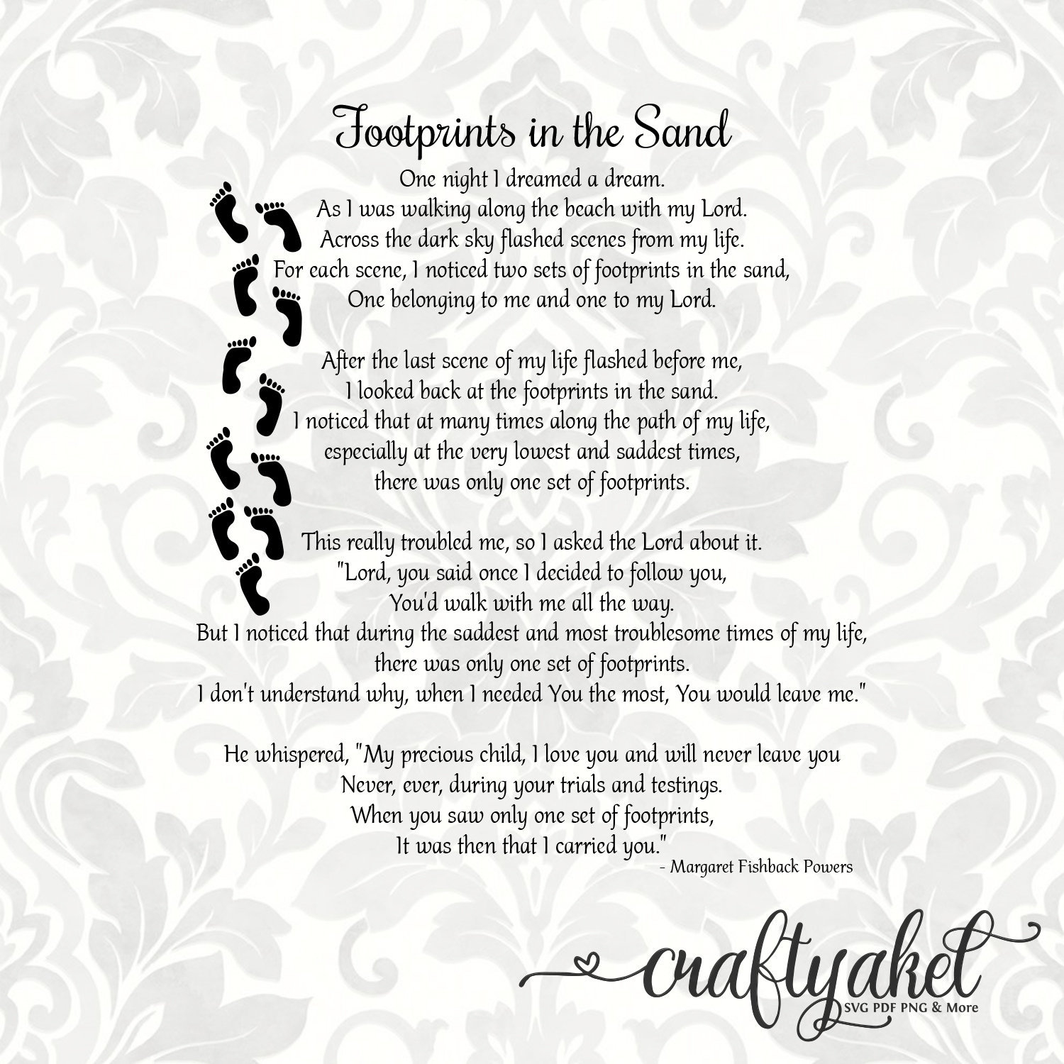 Footprints In The Sand Poem (Svg, Pdf, Png Digital File Vector with regard to Printable Footprints In The Sand