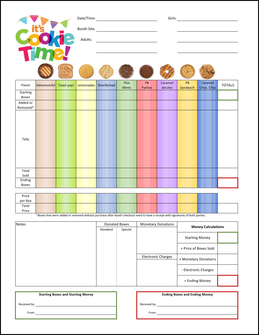 For Abc Bakers Scouts throughout Free Printable Cookie Booth Tally Sheet