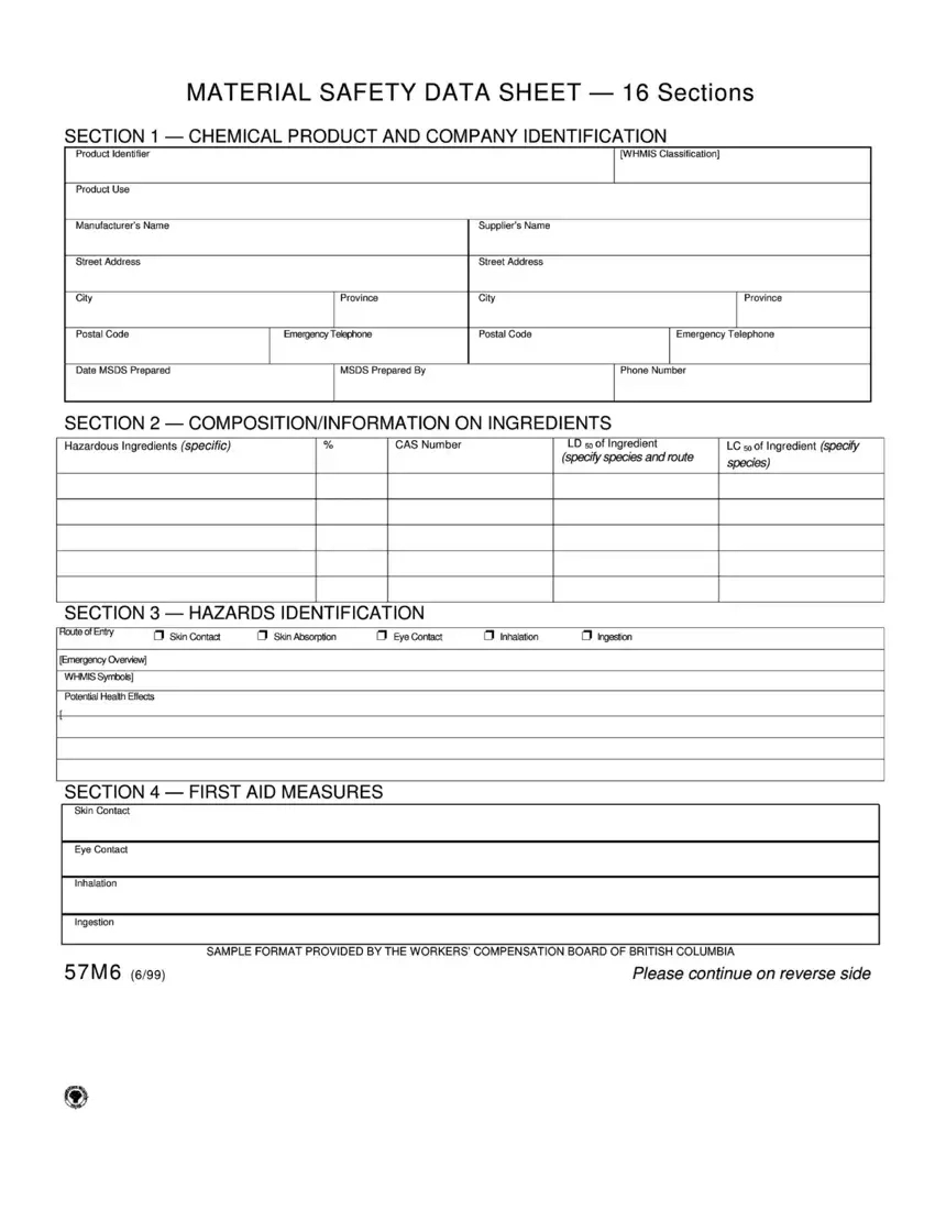 Form Material Safety Sheet ≡ Fill Out Printable Pdf Forms Online pertaining to Printable Material Safety Data Sheets