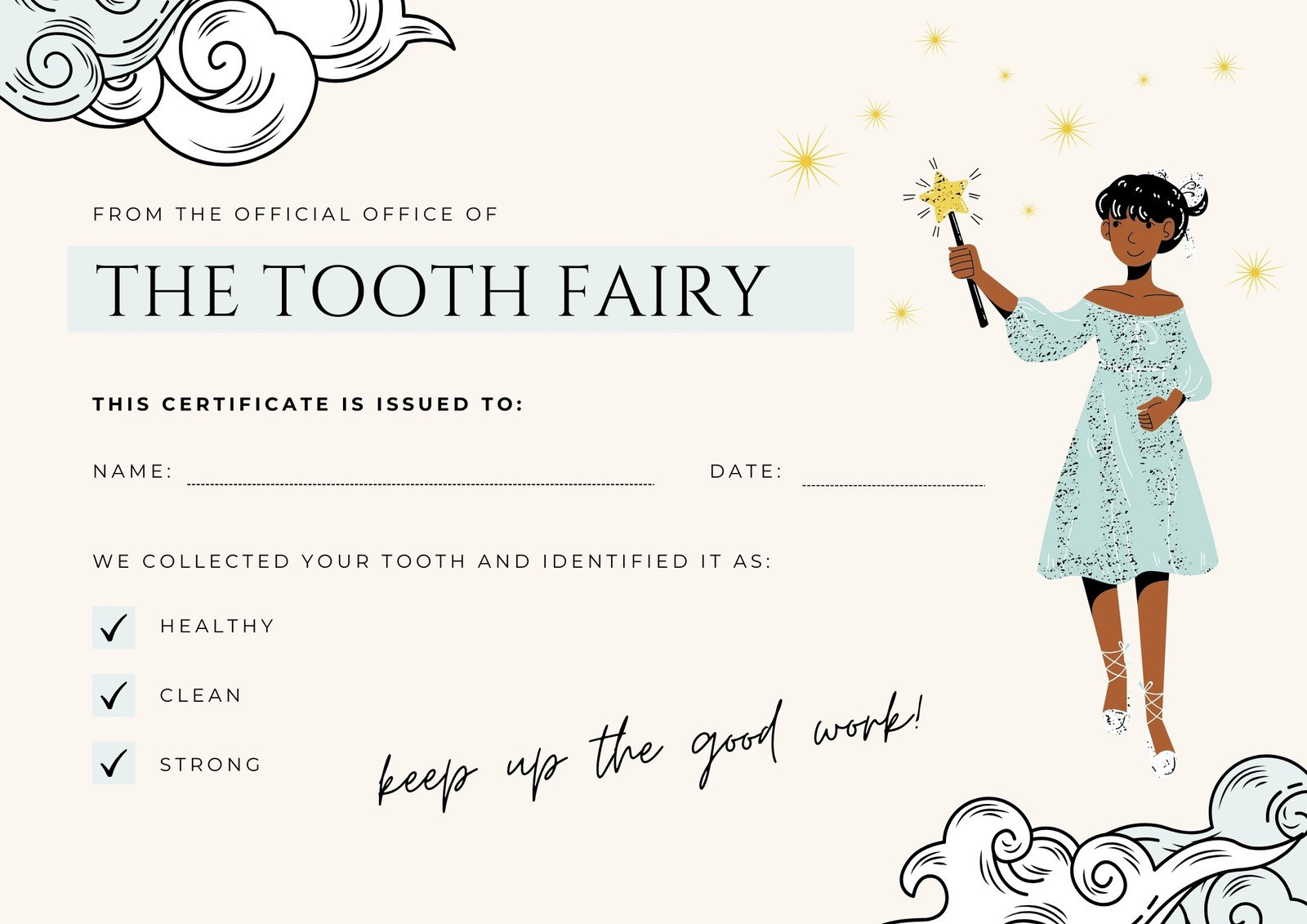 Free And Customizable Tooth Fairy Templates in Free Tooth Fairy Certificate Printable
