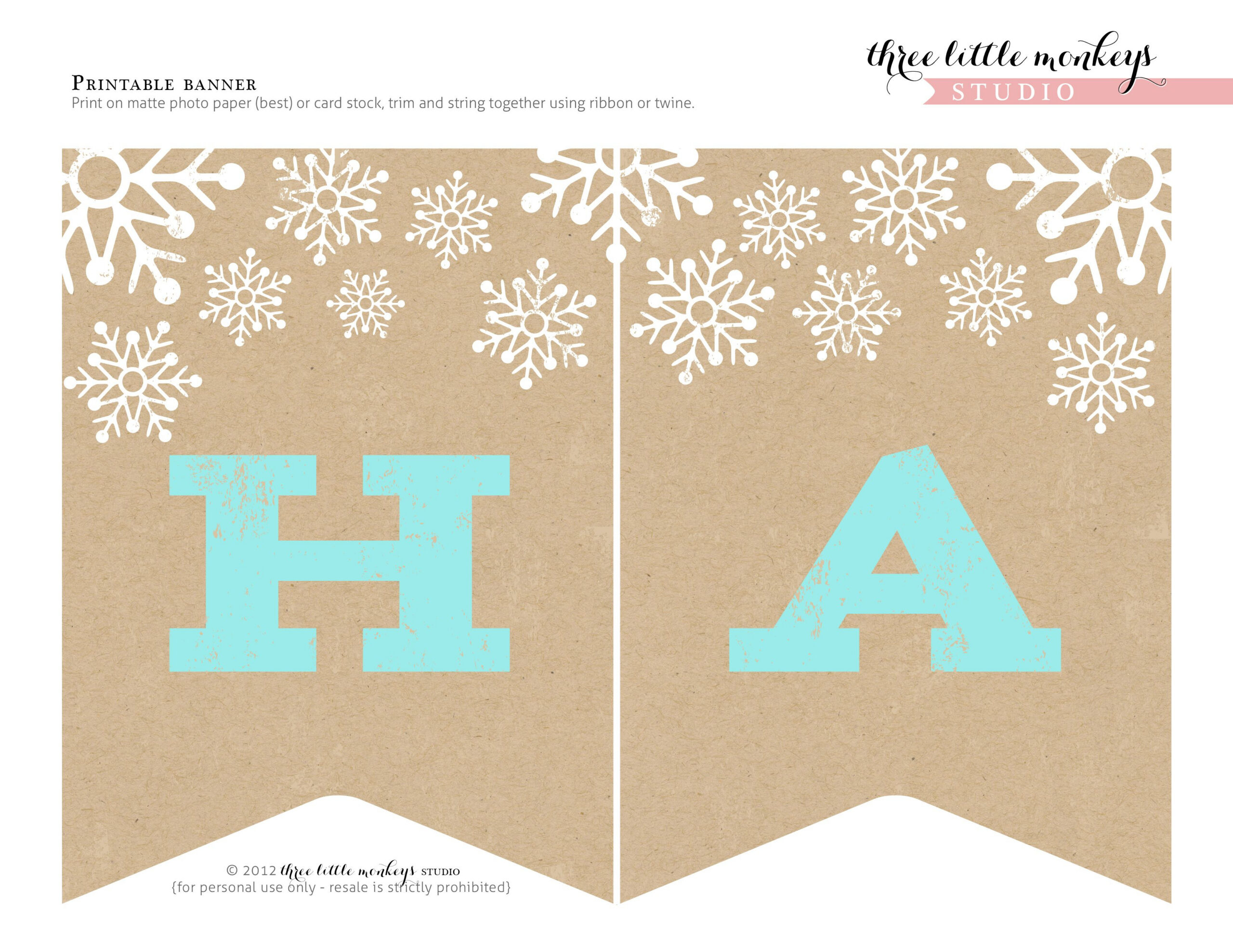 Free Christmas Party Printables From Three Little Monkeys Studio with regard to Free Happy Holidays Banner Printable