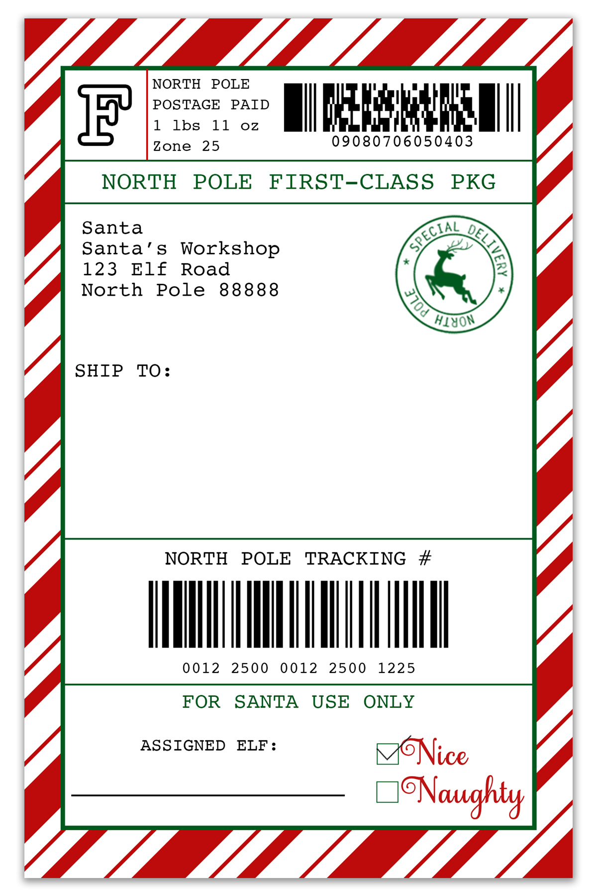 Free Customizable Elf On The Shelf Mailing Label with Elf on the Shelf Special Delivery Printable
