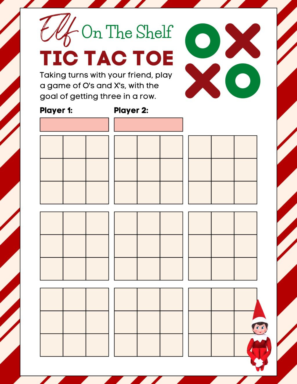 Free Elf On The Shelf Tic Tac Toe Printable with regard to Elf On The Shelf Tic Tac Toe Printable