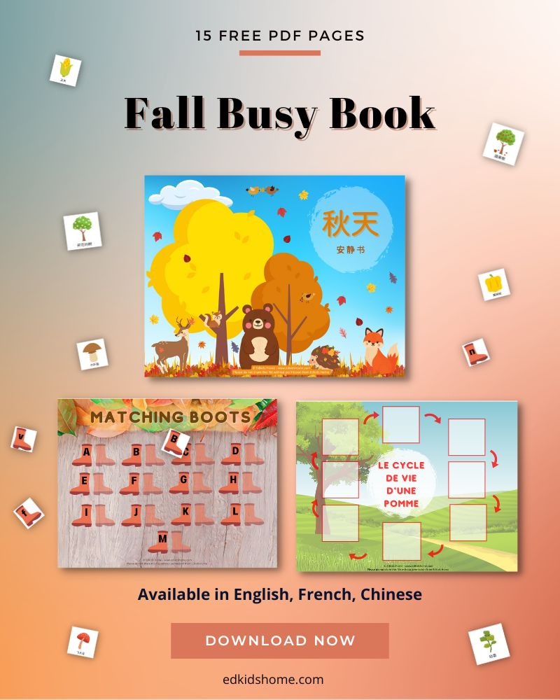 Free Fall Busy Book Printable: Chinese, French, English - Edkids Home with regard to Free Printable Busy Book