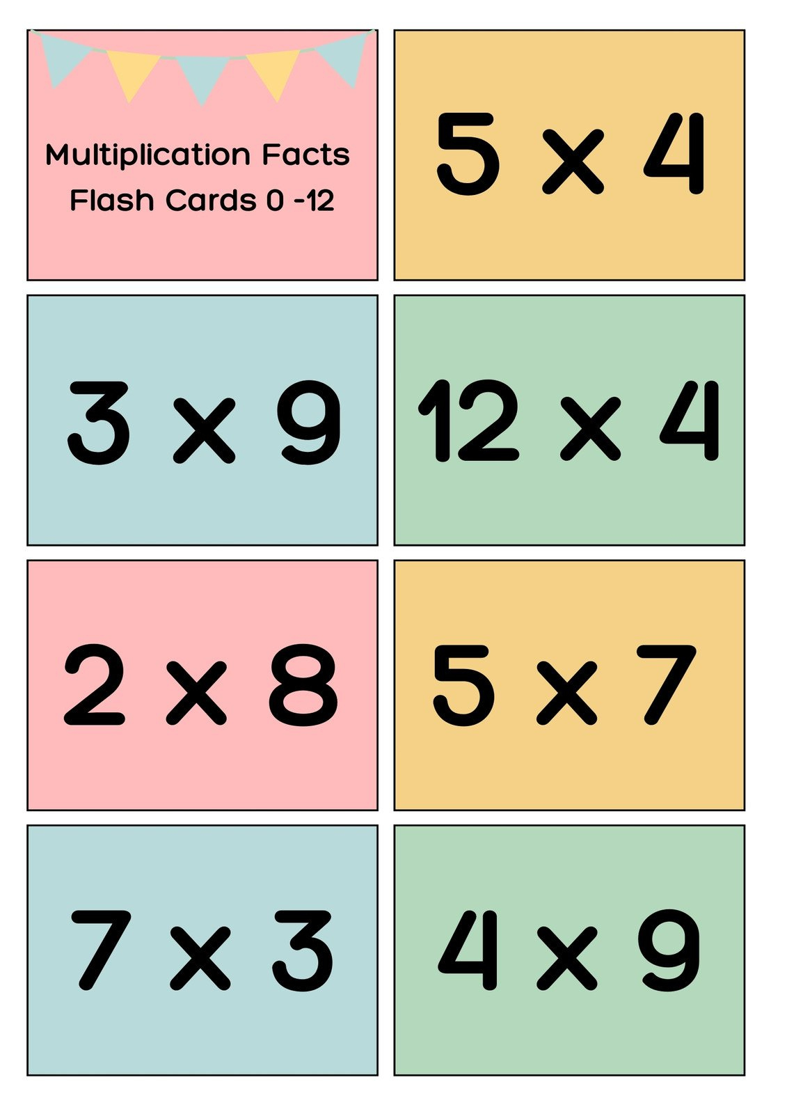 Free Math Flashcard Templates To Edit And Print | Canva intended for Printable Multiplication Flash Cards
