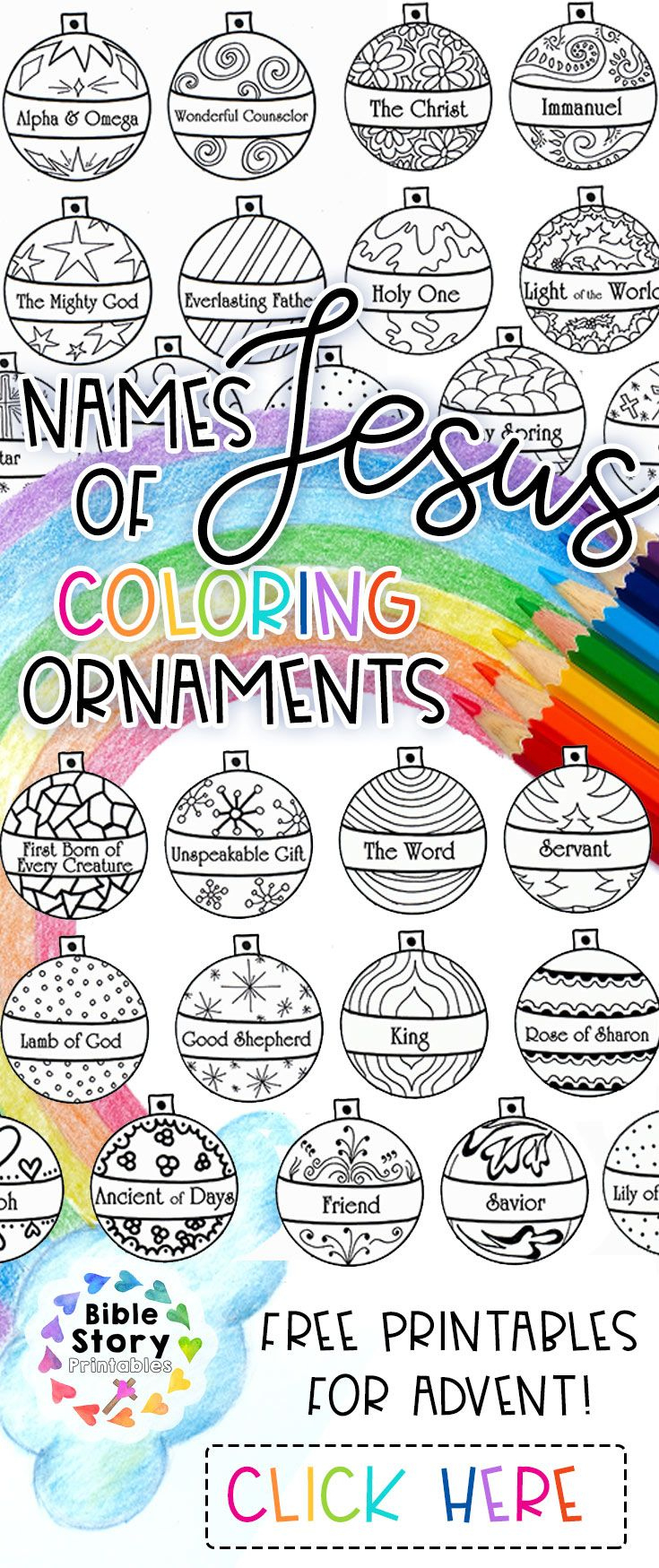 Free Names Of Jesus Advent Ornaments with Names of Jesus Ornaments Printable