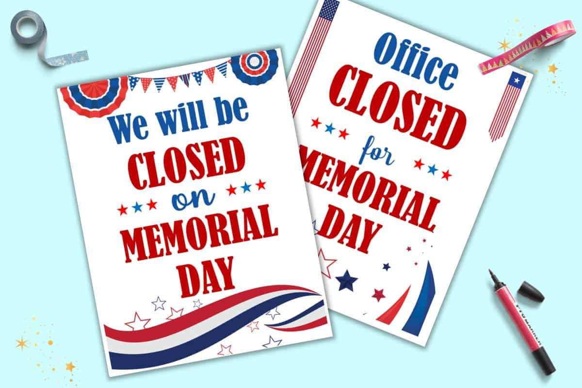 Free Office Closed For Memorial Day Sign Printable - The Artisan Life with Free Printable Memorial Day Closed Signs