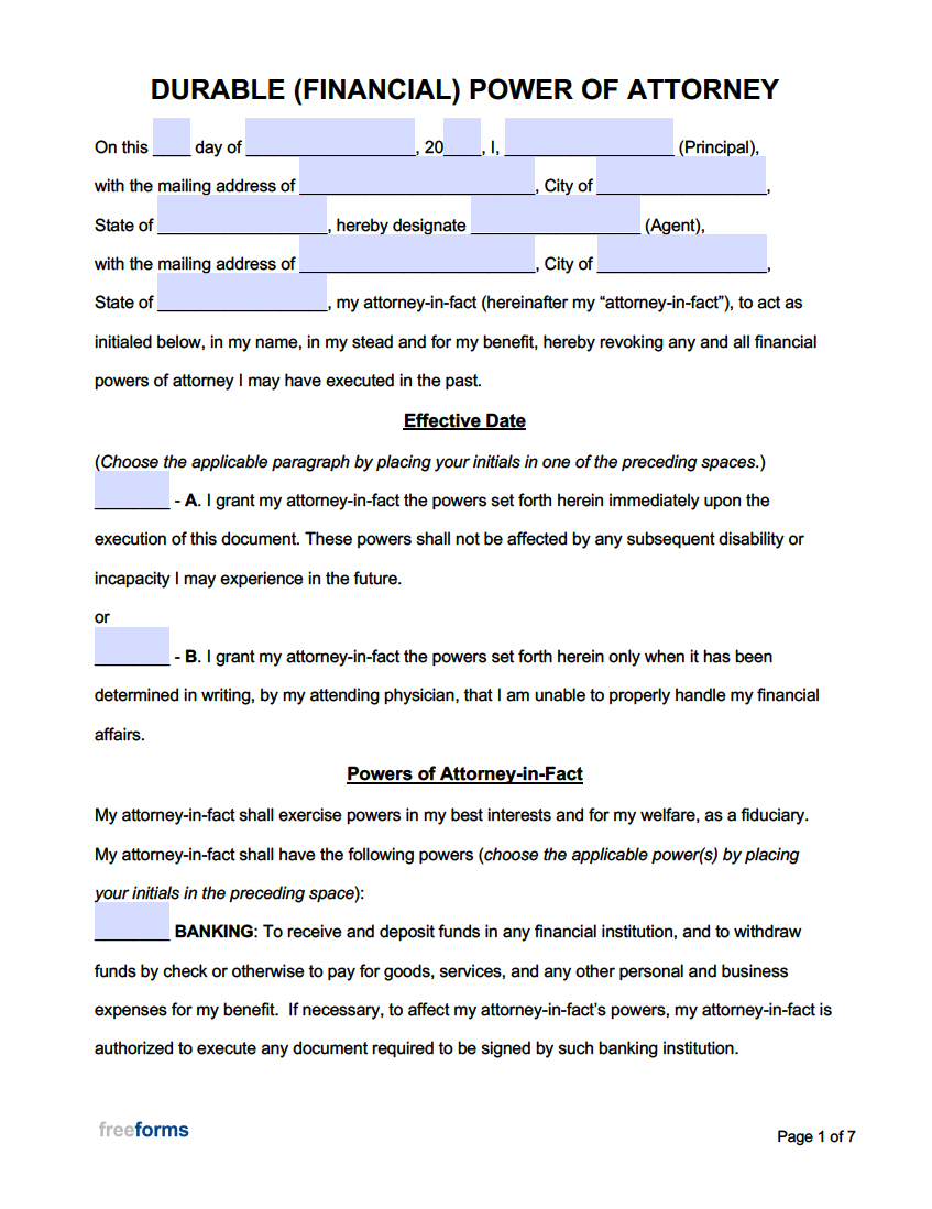 Free Power Of Attorney Forms | Pdf | Word pertaining to Free Printable Power of Attorney