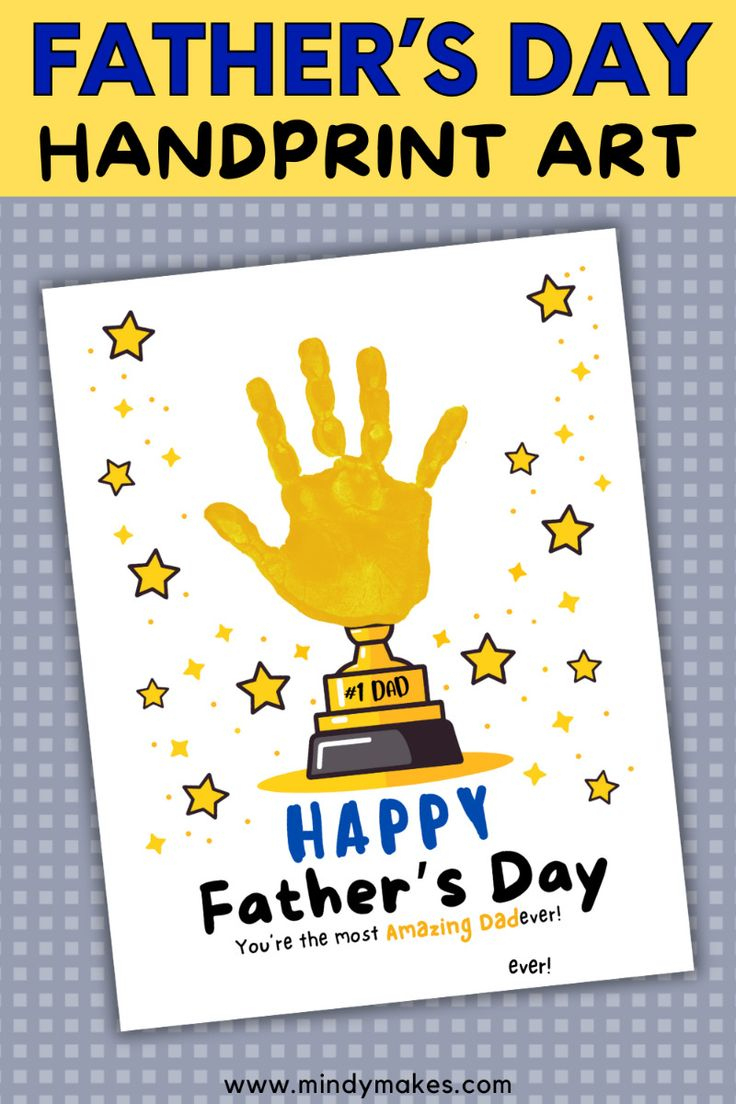 Free Printable #1 Dad Trophy Handprint Art | Creative Kid'S Activities in Father'S Day Handprint Free Printable