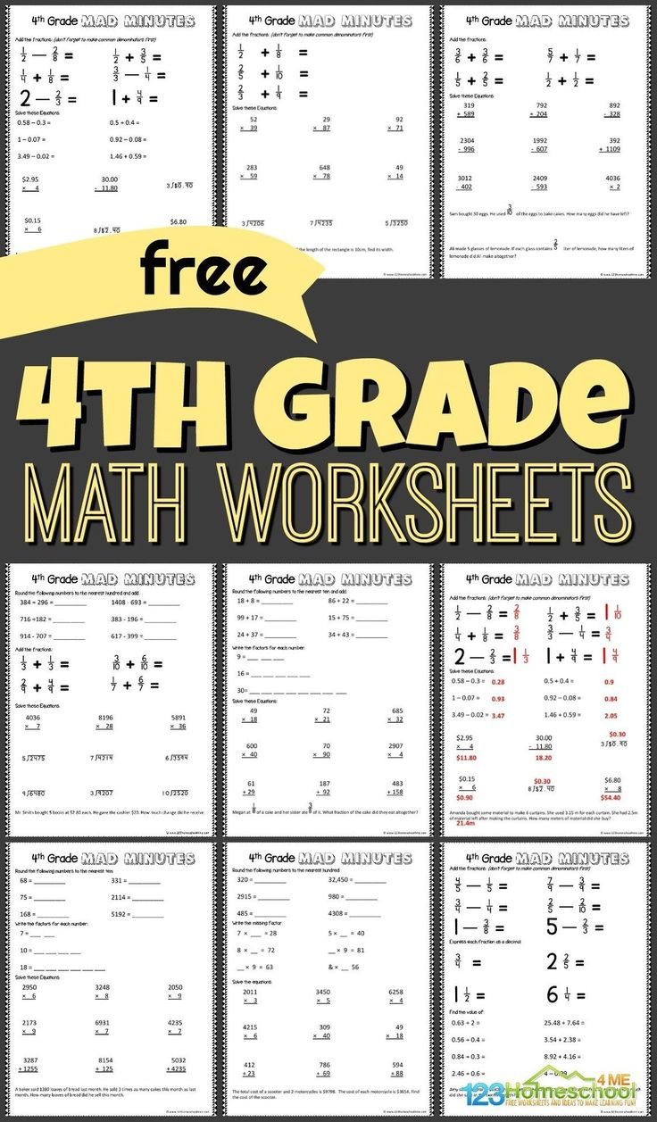 Free Printable 4Th Grade Math Worksheets Pdf inside Math Tests For 4Th Graders Printable