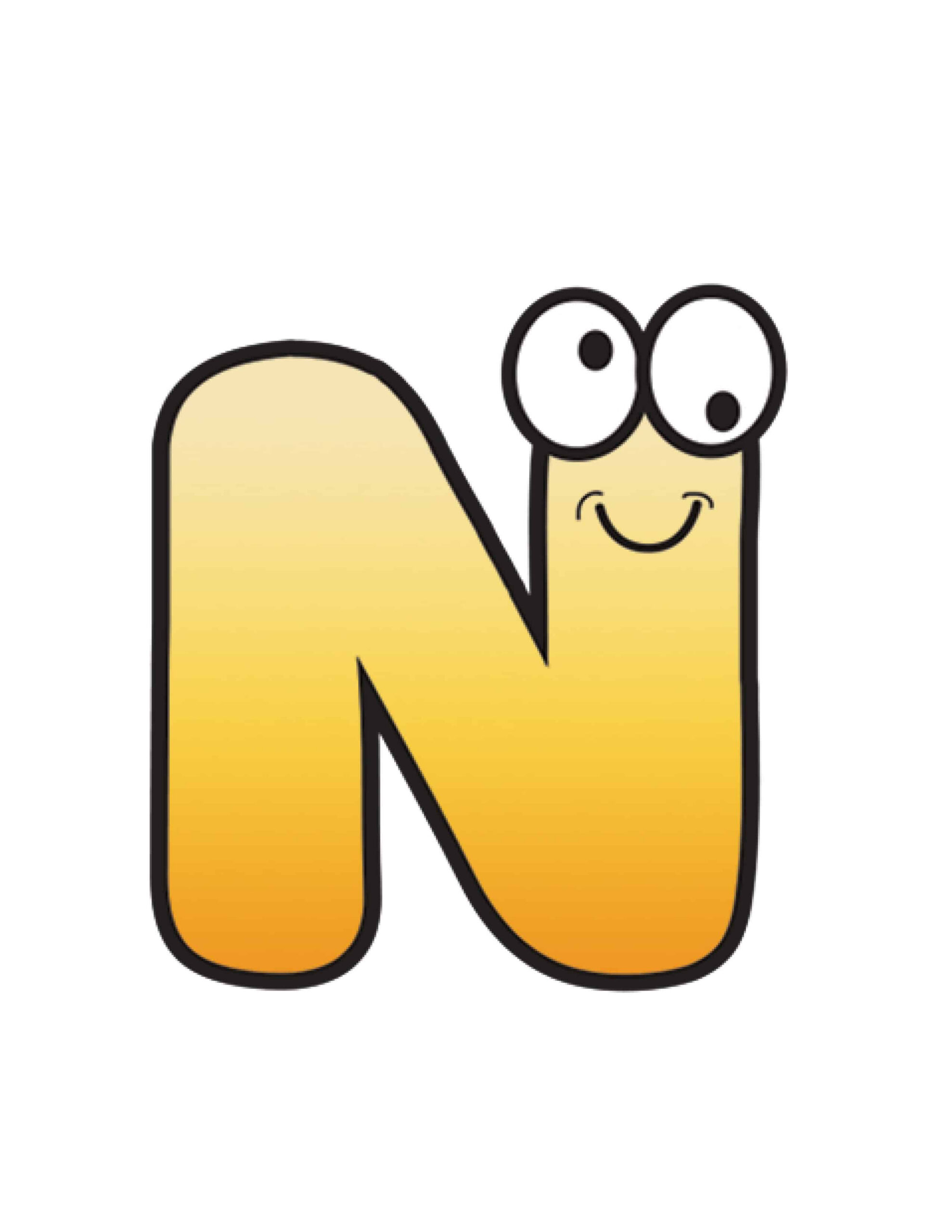 Free Printable Alphabet Letters: Colorful Cartoon Letter N for Big Printable Alphabet Letters N