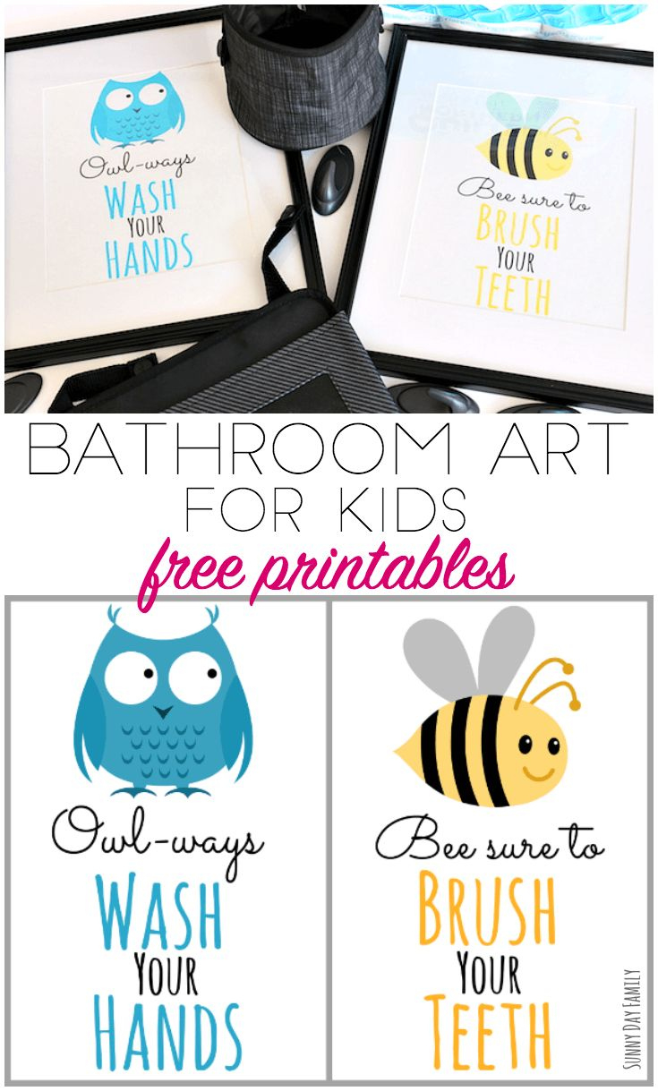 Free Printable Bathroom Art For Kids (And Organizing Tips Too!) in Free Printable Bathroom Signs For Preschool