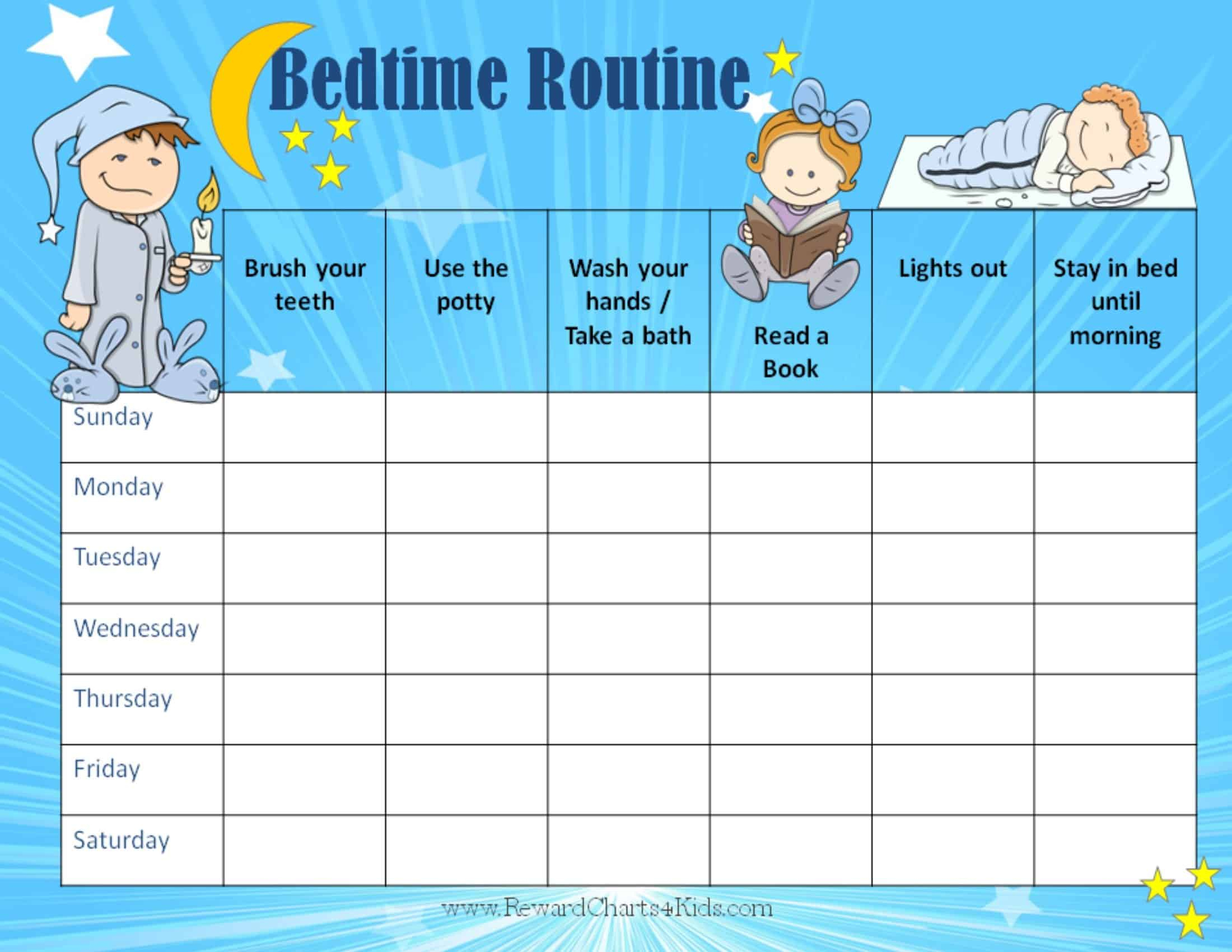 Free Printable Bedtime Routine Chart | Customize Online Then Print throughout Bedtime Routine Chart Free Printable