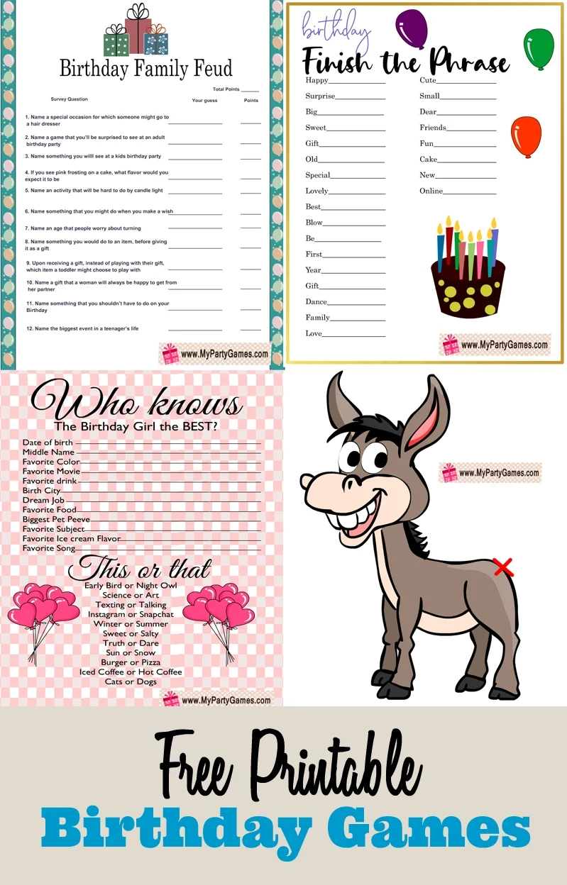 Free Printable Birthday Party Games with Birthday Games For Adults Printable